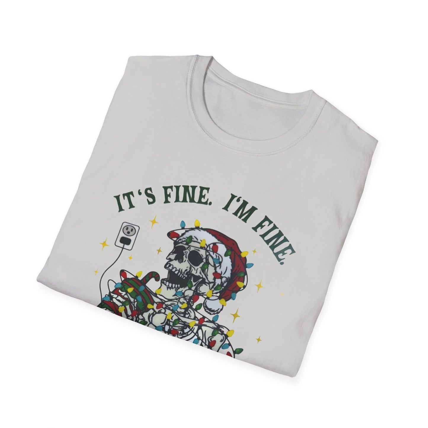 Unisex Skeleton Tee: It's Fine, I'm Fine, Perfect for Halloween, Casual Wear, Gifts for Friends, Fun Statement Shirt, Daily Comfort Wear