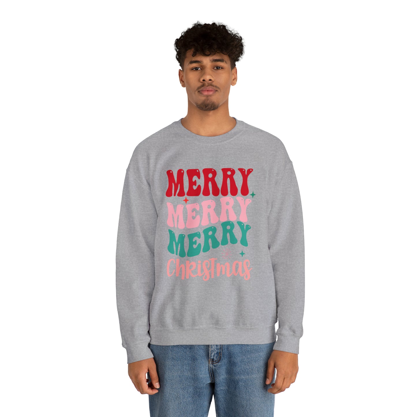 Merry Merry Merry Christmas Unisex Heavy BlendCrewneck Sweatshirt