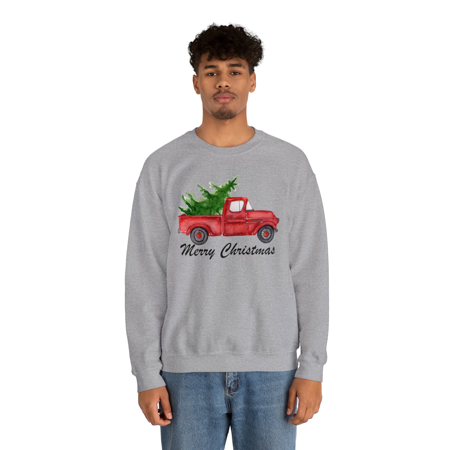 Merry Christmas Red Truck Unisex Heavy Blend Crewneck Sweatshirt