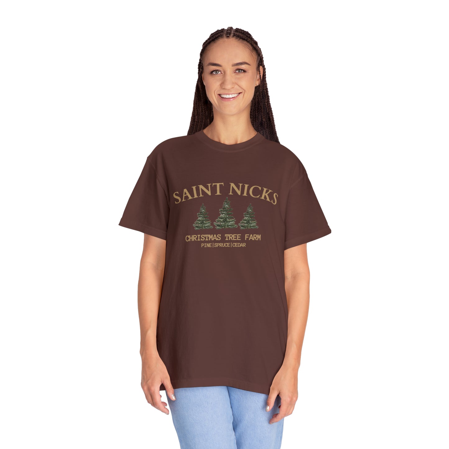 Saint Nicks Christmas Trees Unisex Garment-Dyed T-shirt