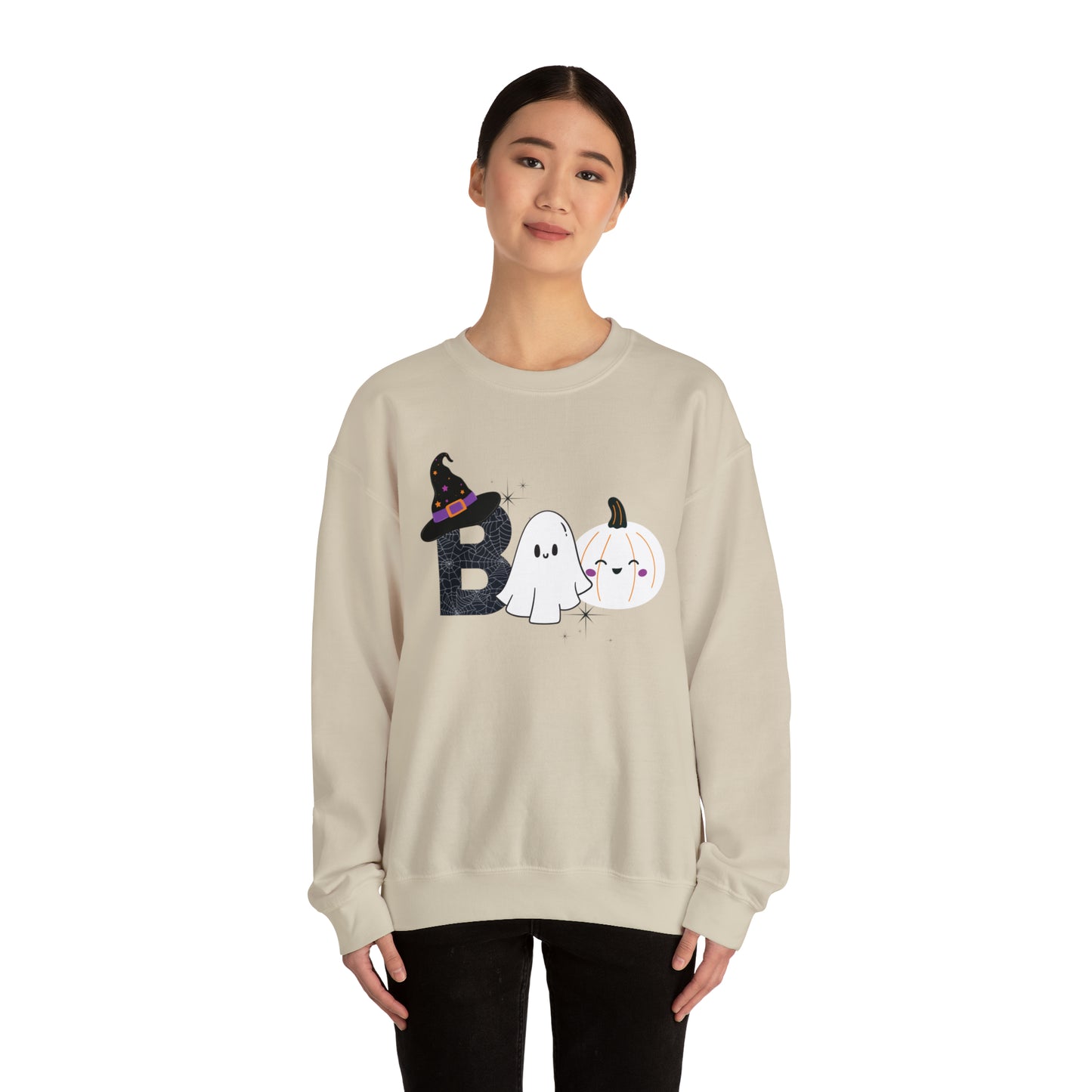 Boo Ghost And Pumpkins Unisex Heavy Blend Crewneck Sweatshirt