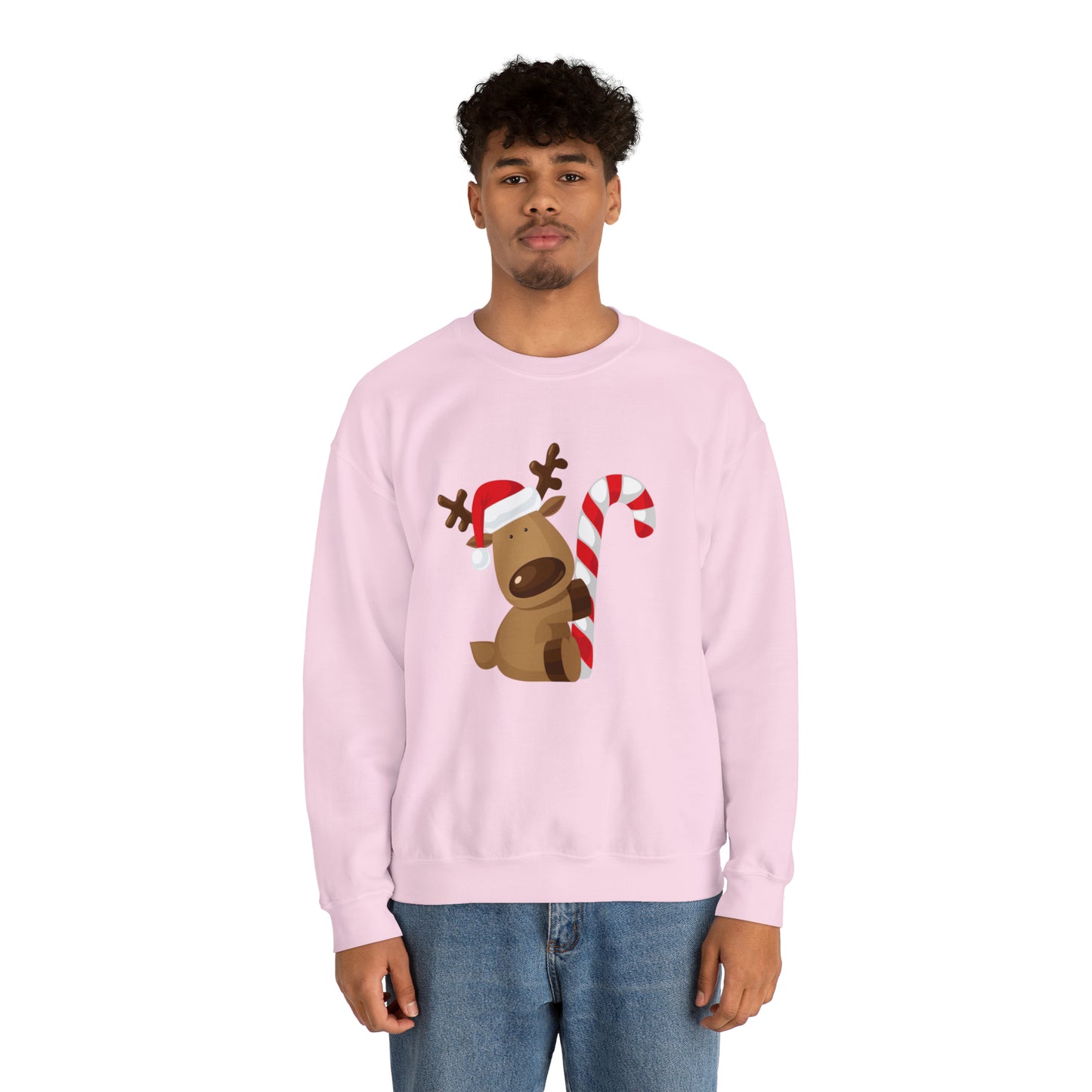 Reindeer Candy Cane Unisex Heavy Blend Crewneck Sweatshirt
