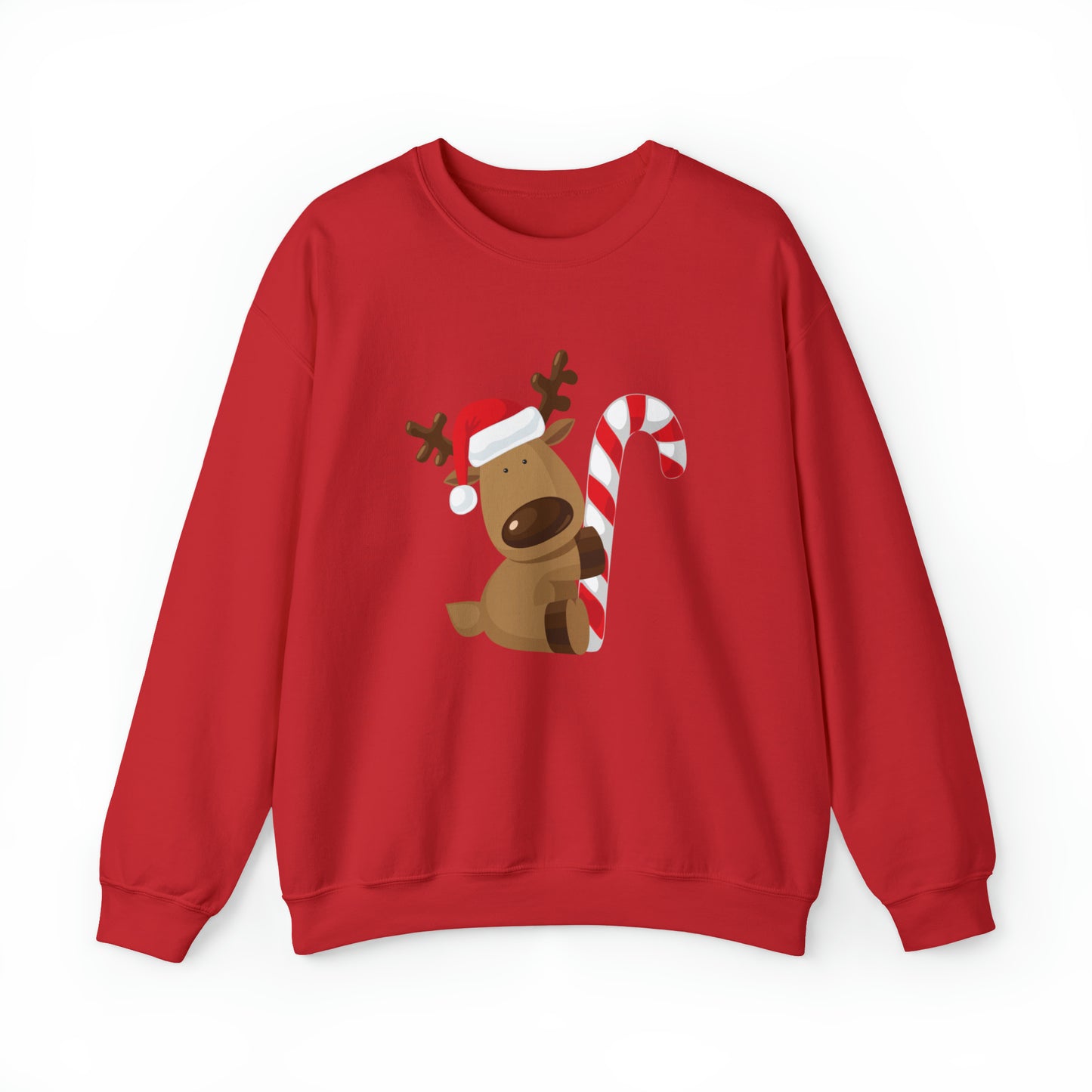 Reindeer Candy Cane Unisex Heavy Blend Crewneck Sweatshirt