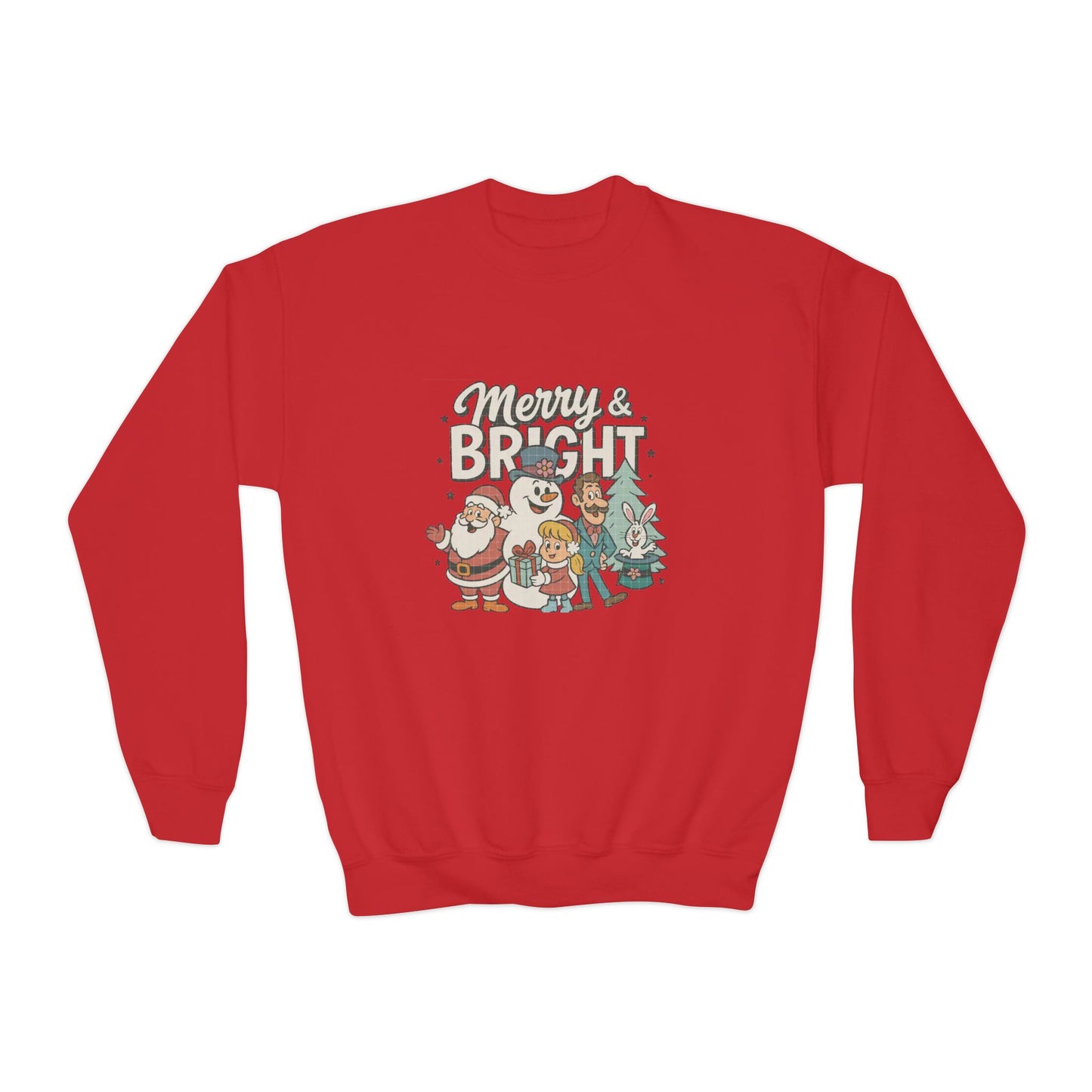 Youth Merry & Bright Sweatshirt, Kids Christmas Sweatshirt, Festive Crewneck, Holiday Gift for Children, Winter Apparel