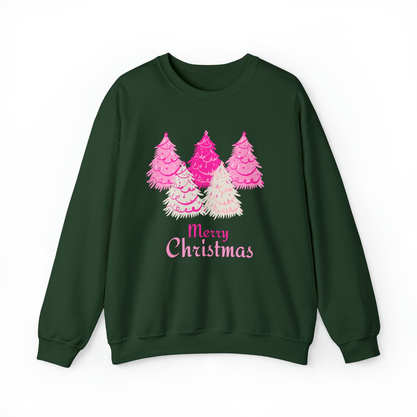 Merry Christmas Pink Trees Unisex Heavy Blend Crewneck Sweatshirt