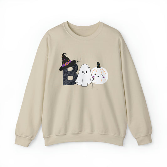 Boo Ghost And Pumpkins Unisex Heavy Blend Crewneck Sweatshirt