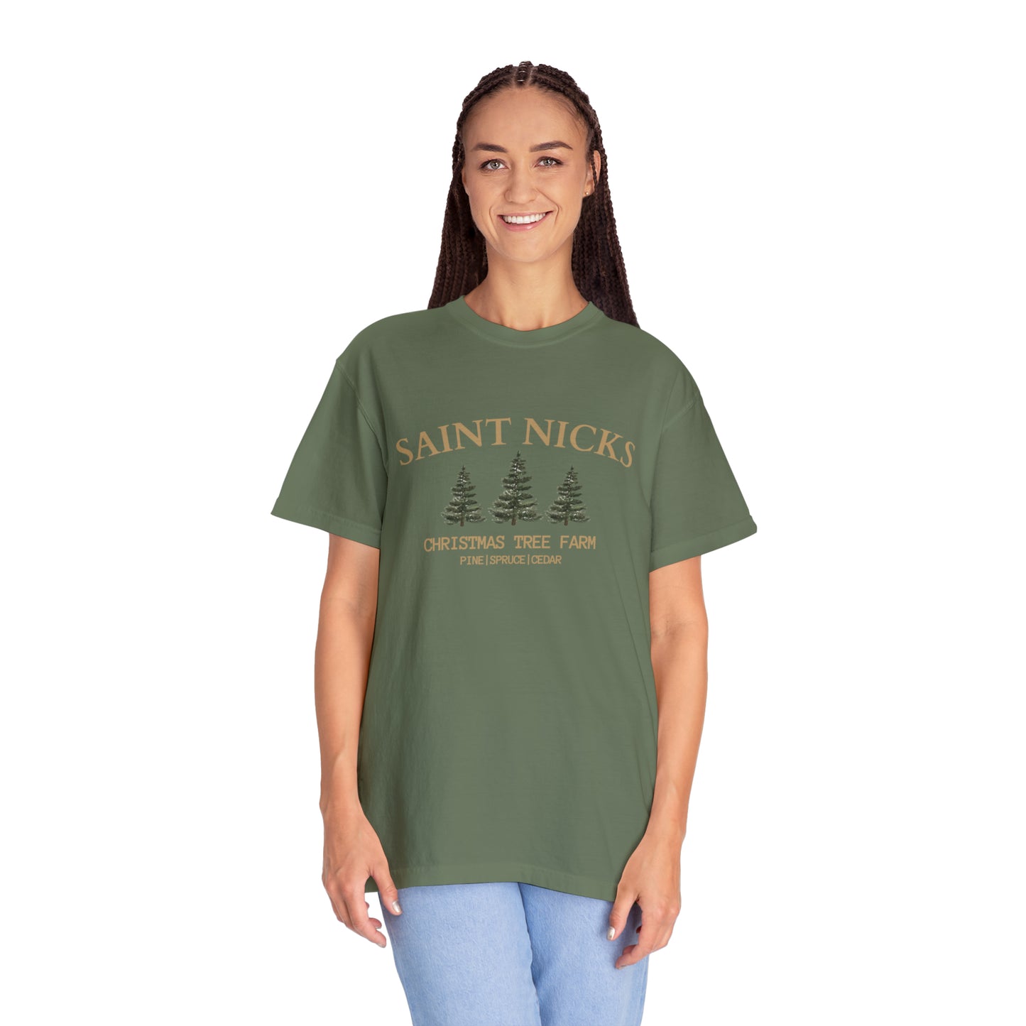 Saint Nicks Christmas Trees Unisex Garment-Dyed T-shirt