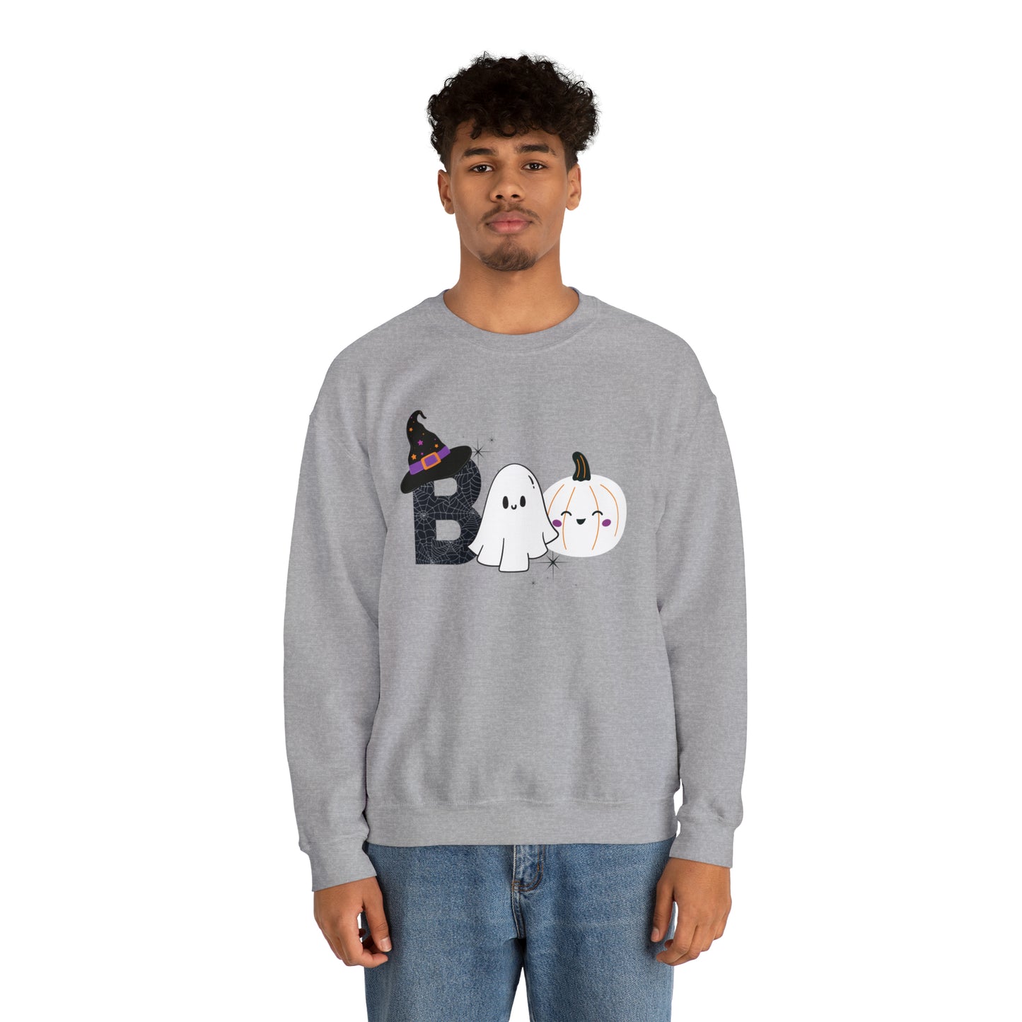 Boo Ghost And Pumpkins Unisex Heavy Blend Crewneck Sweatshirt