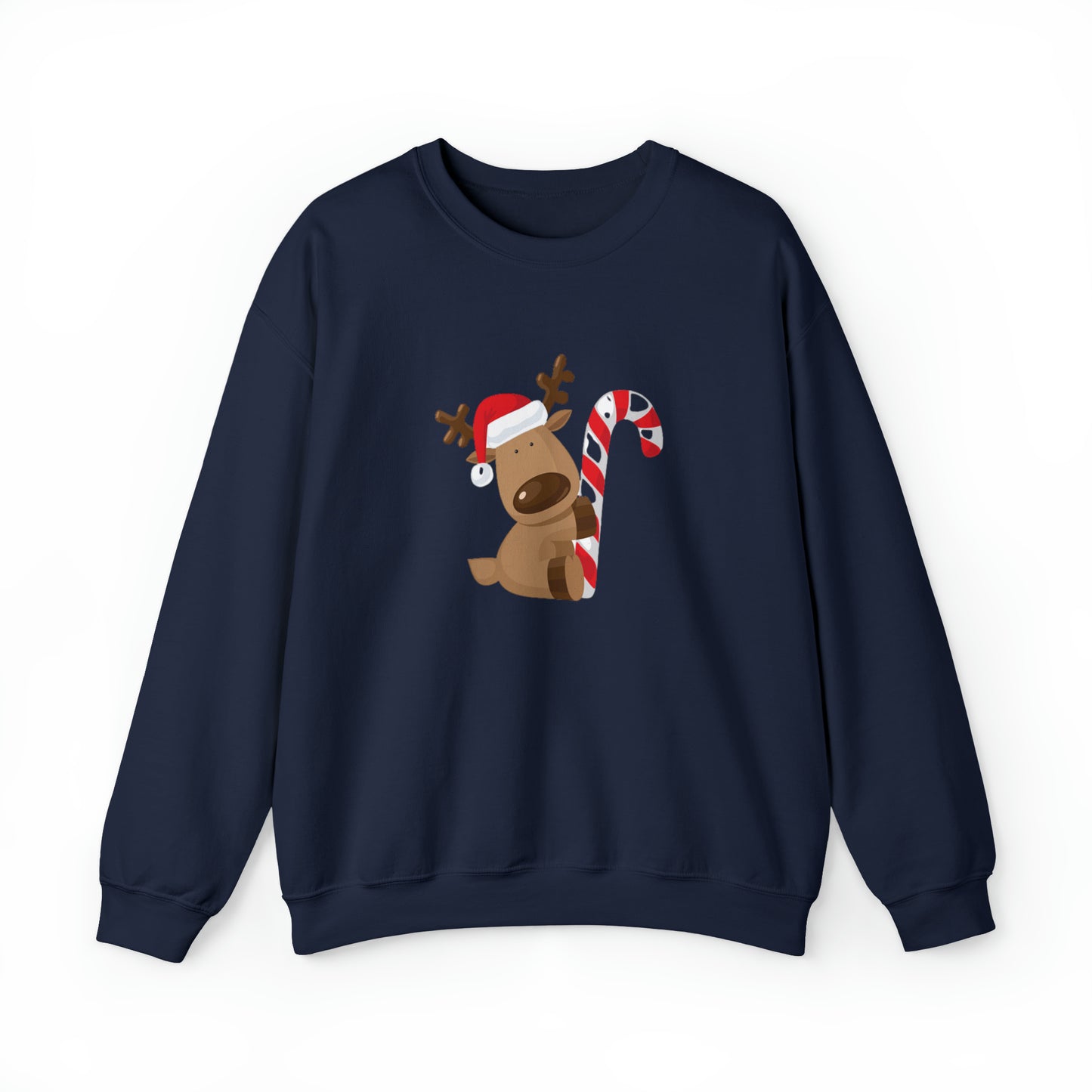 Reindeer Candy Cane Unisex Heavy Blend Crewneck Sweatshirt