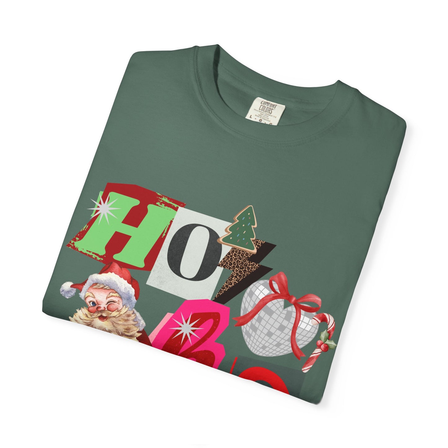 Ho Ho Ho Retro Christmas collage comfort colors Unisex T-Shirt | Festive Gift, Christmas Apparel, Santa Design, Casual Wear, Unisex Holiday Tee