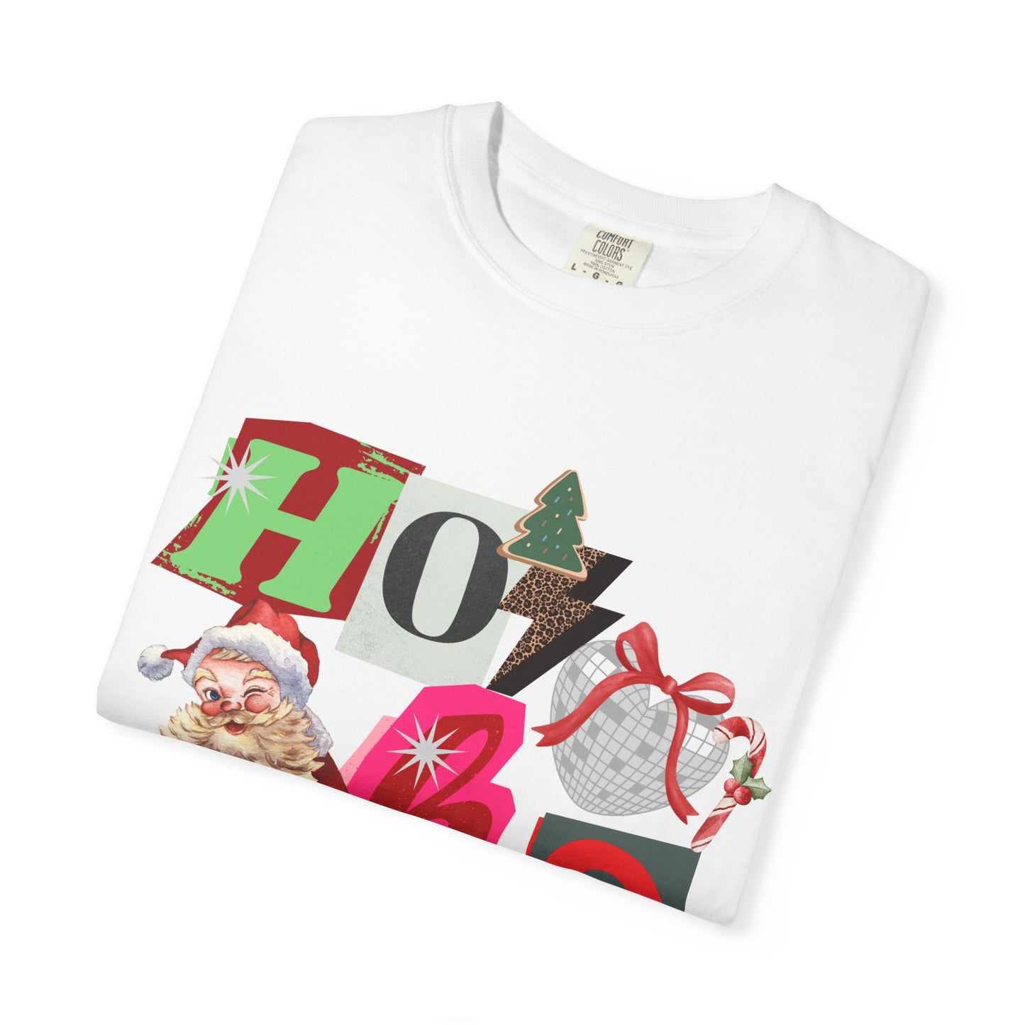 Ho Ho Ho Retro Christmas collage comfort colors Unisex T-Shirt | Festive Gift, Christmas Apparel, Santa Design, Casual Wear, Unisex Holiday Tee