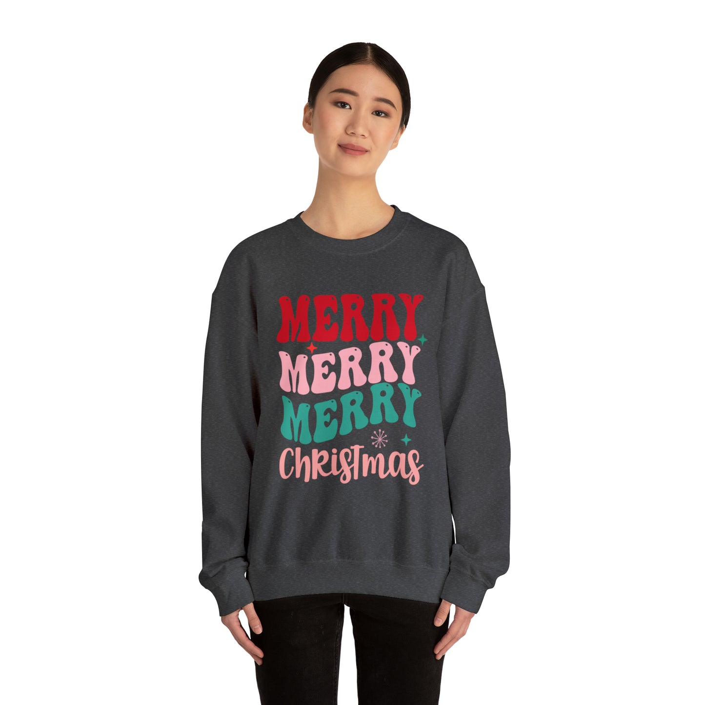 Merry Merry Merry Christmas Unisex Heavy BlendCrewneck Sweatshirt