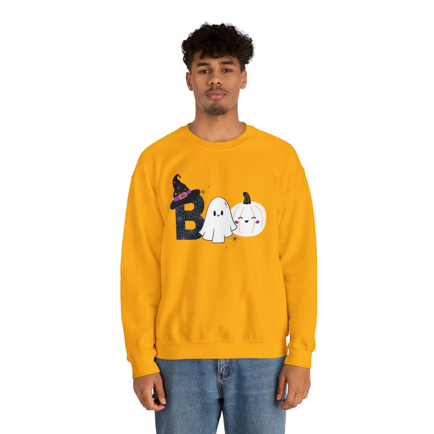 Boo Ghost And Pumpkins Unisex Heavy Blend Crewneck Sweatshirt