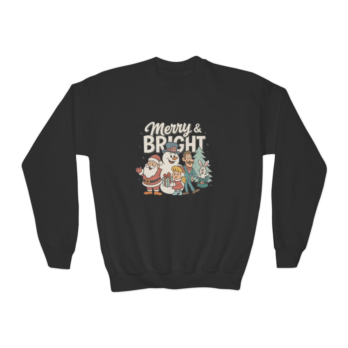 Youth Merry & Bright Sweatshirt, Kids Christmas Sweatshirt, Festive Crewneck, Holiday Gift for Children, Winter Apparel
