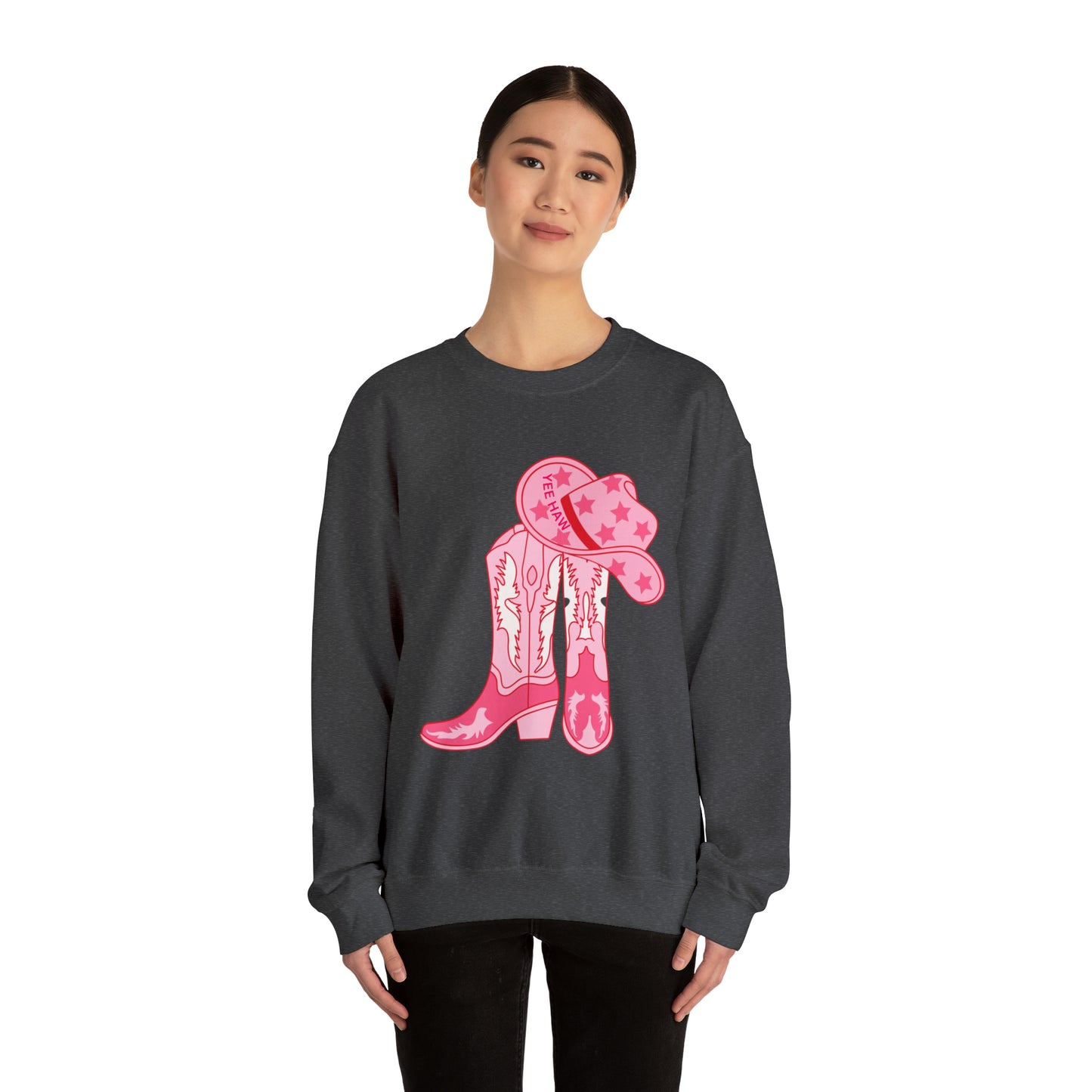 Yeehaw Cowgirl Boots Unisex Heavy Blend Crewneck Sweatshirt