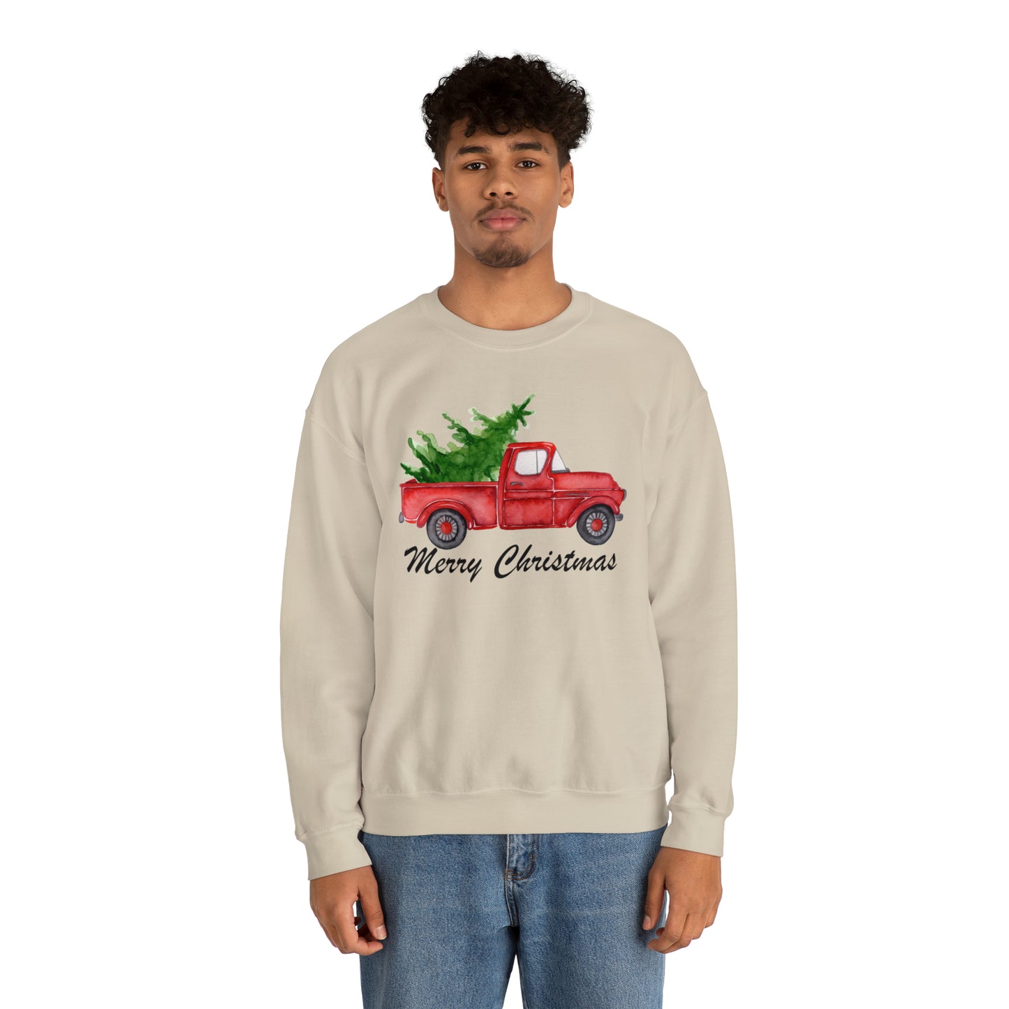 Merry Christmas Red Truck Unisex Heavy Blend Crewneck Sweatshirt