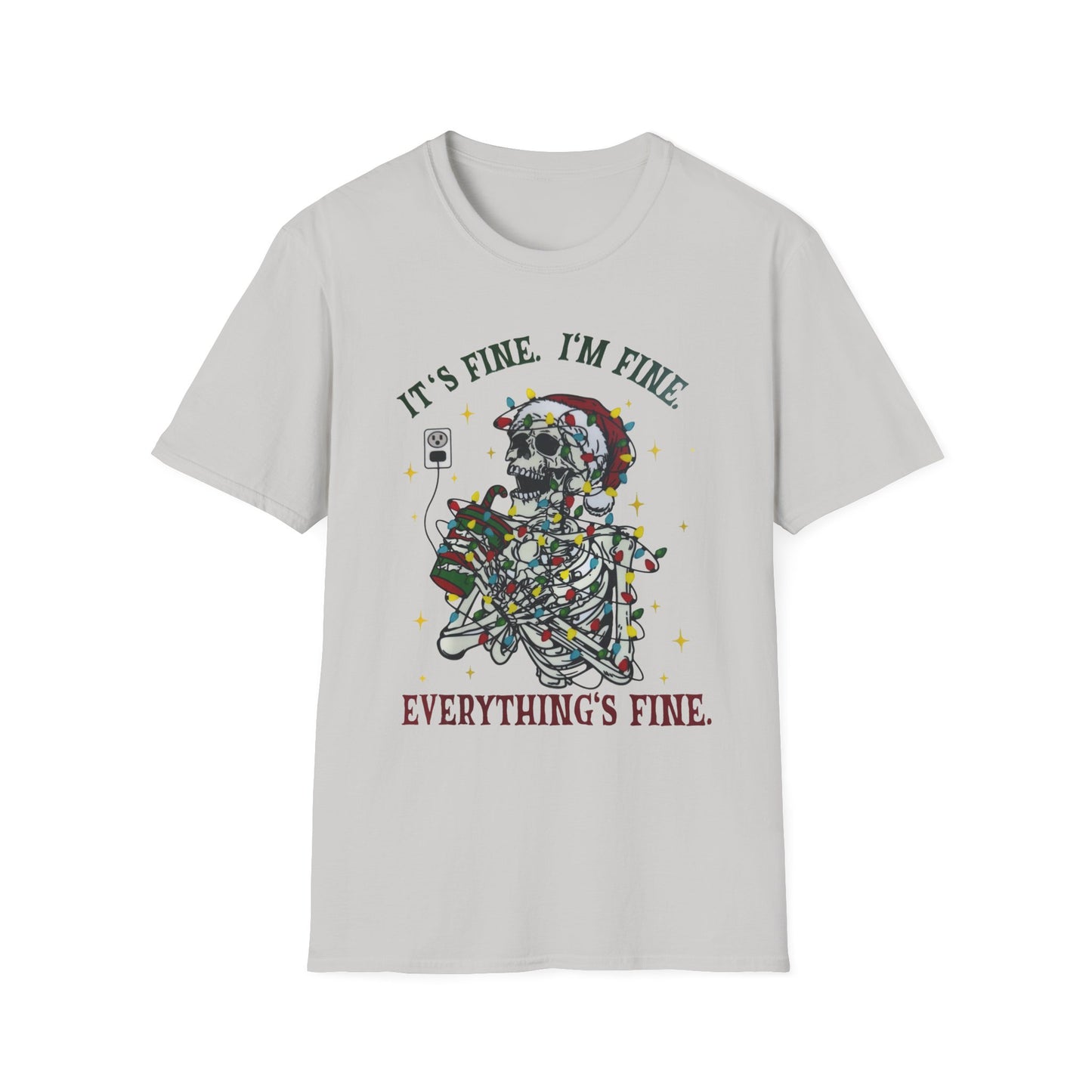 Unisex Skeleton Tee: It's Fine, I'm Fine, Perfect for Halloween, Casual Wear, Gifts for Friends, Fun Statement Shirt, Daily Comfort Wear