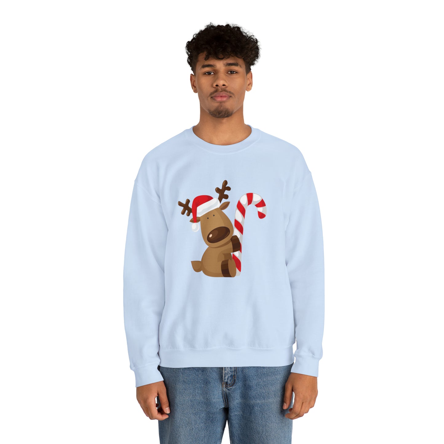 Reindeer Candy Cane Unisex Heavy Blend Crewneck Sweatshirt