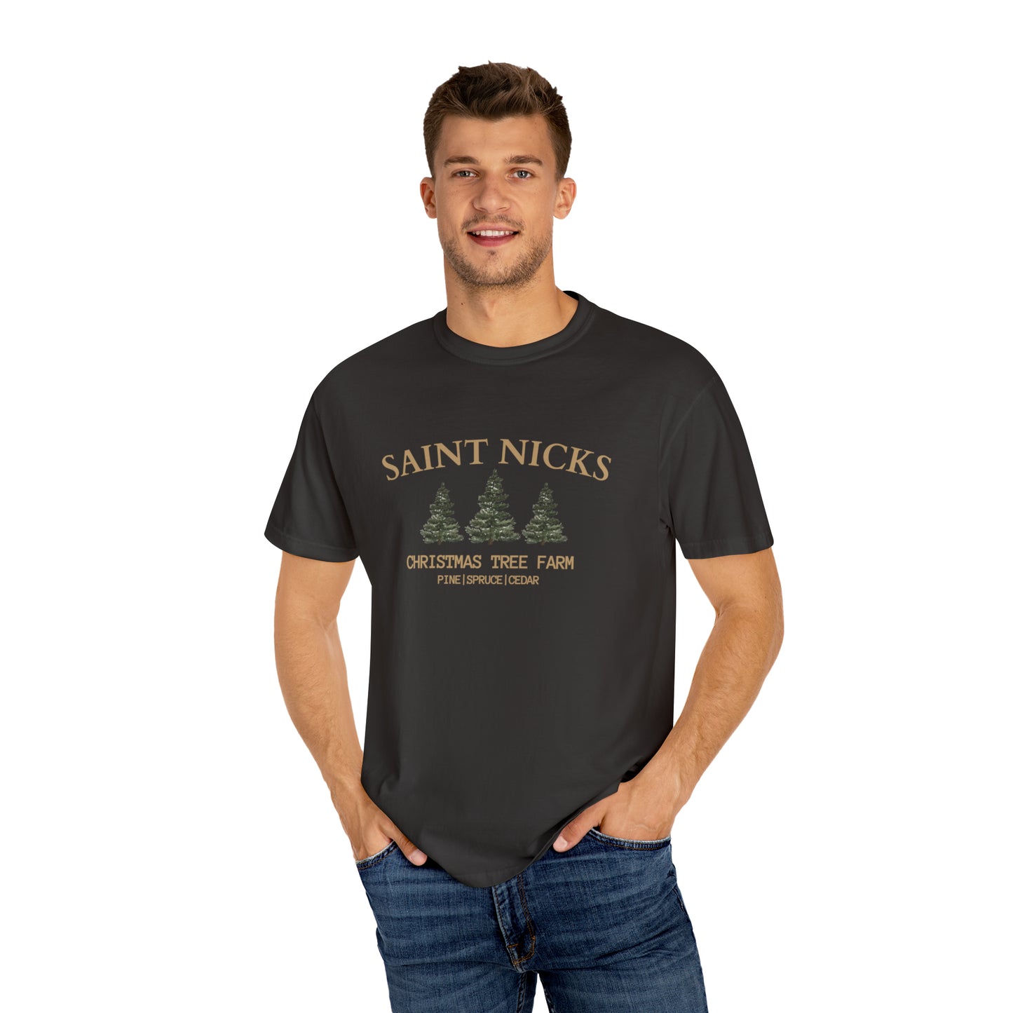Saint Nicks Christmas Trees Unisex Garment-Dyed T-shirt