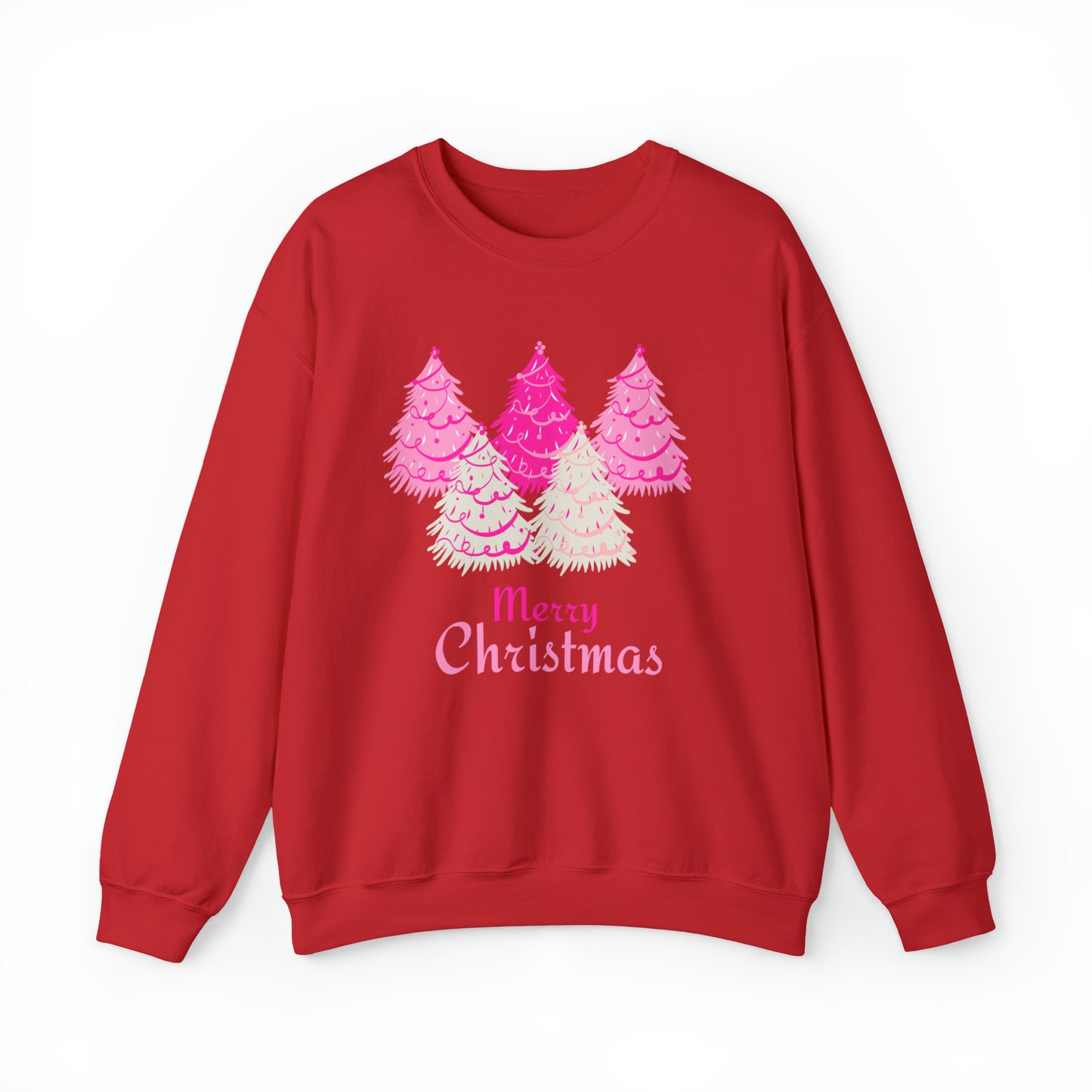 Merry Christmas Pink Trees Unisex Heavy Blend Crewneck Sweatshirt