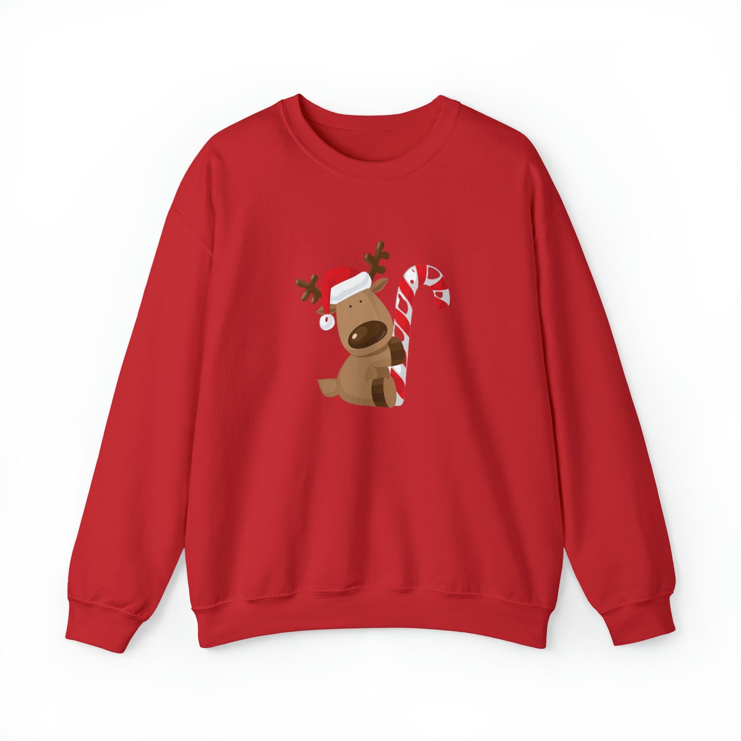 Reindeer Candy Cane Unisex Heavy Blend Crewneck Sweatshirt