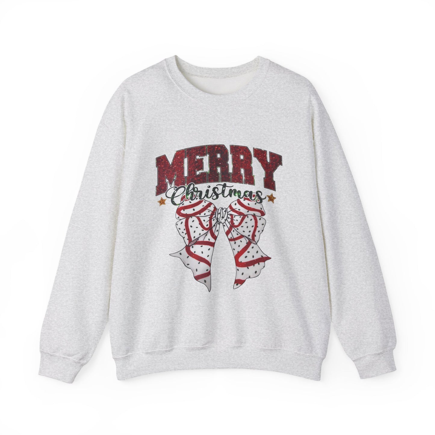 Merry Christmas cookie bow Crewneck Sweatshirt, Holiday Sweatshirt, Unisex Apparel, Cozy Gift, Festive Outfit, Winter Wardrobe, Seasonal Style