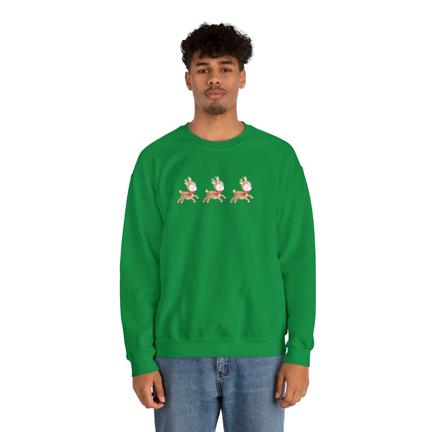 3 Reindeer Flying Unisex Heavy Blend  Crewneck Sweatshirt