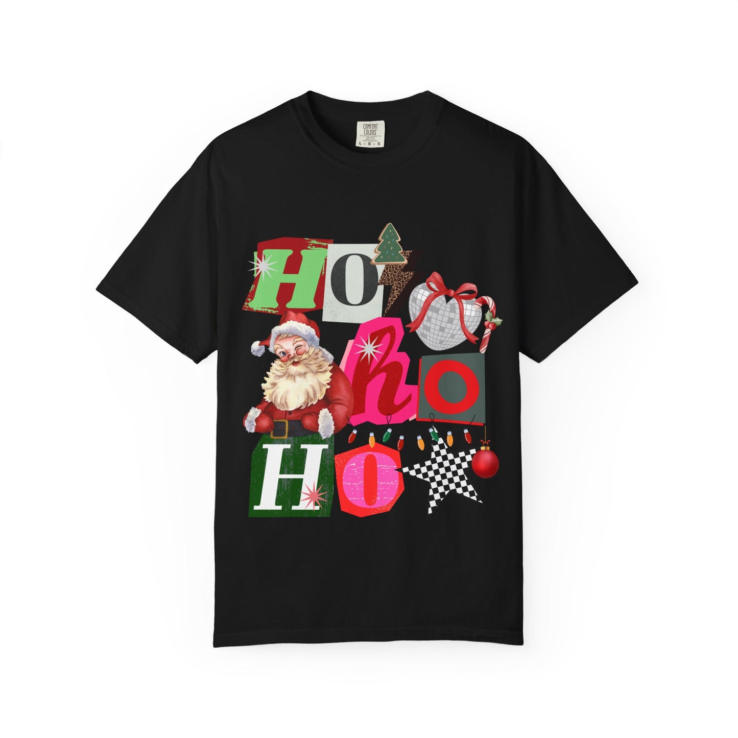 Ho Ho Ho Retro Christmas collage comfort colors Unisex T-Shirt | Festive Gift, Christmas Apparel, Santa Design, Casual Wear, Unisex Holiday Tee