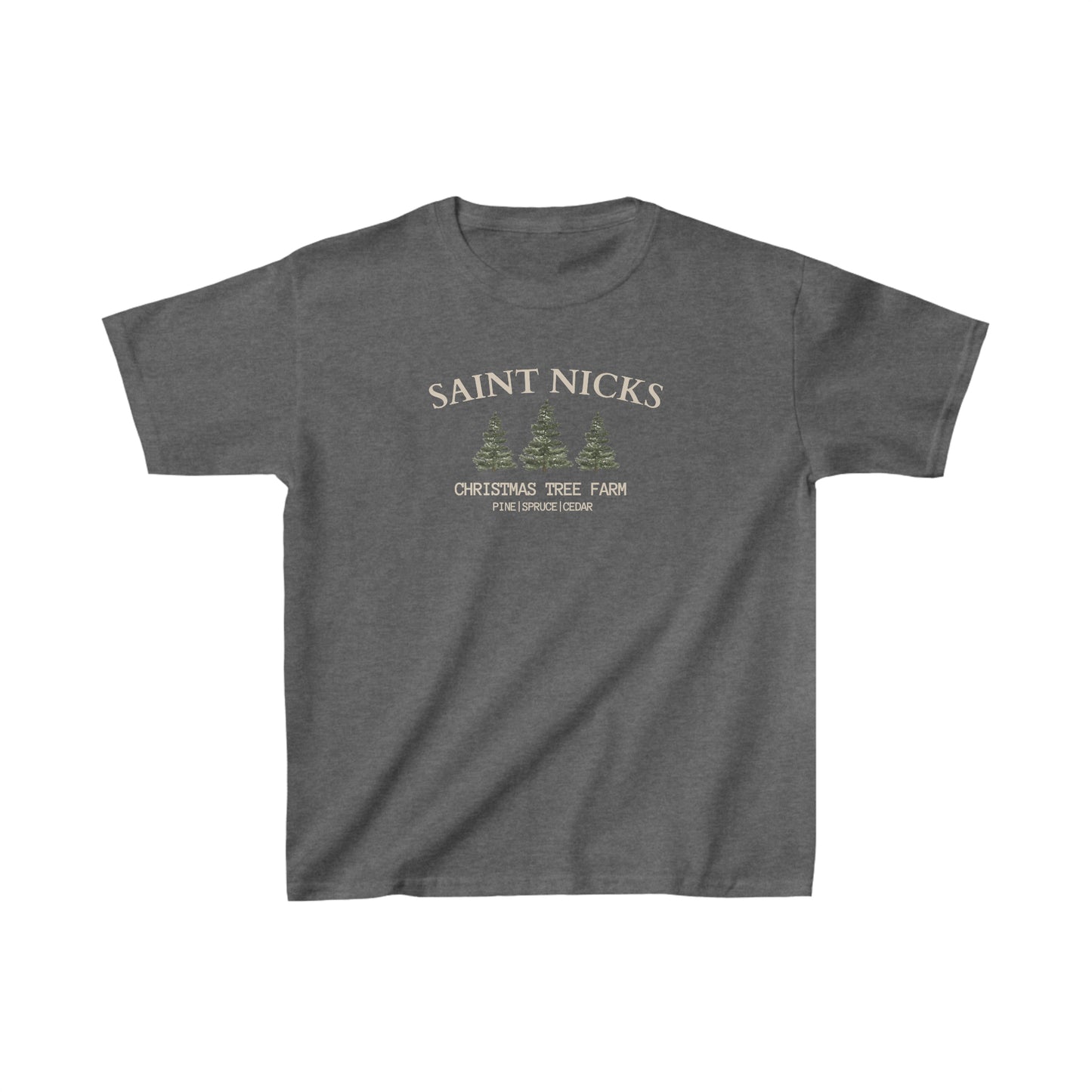 Saint Nicks Christmas Trees Kids Heavy Cotton Tee
