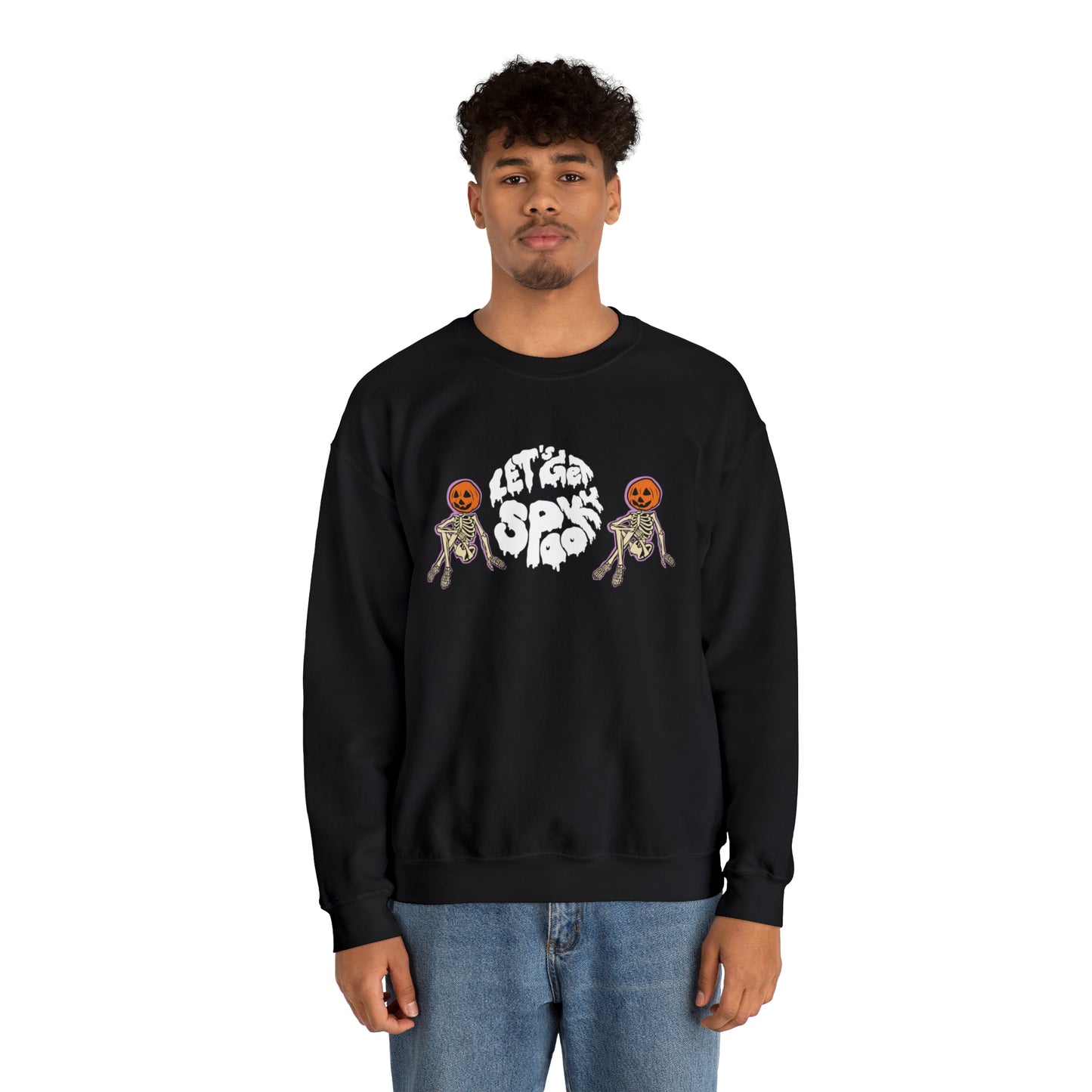 Let’s Get Spook Skeleton Pumpkins Unisex Heavy Blend Crewneck Sweatshirt