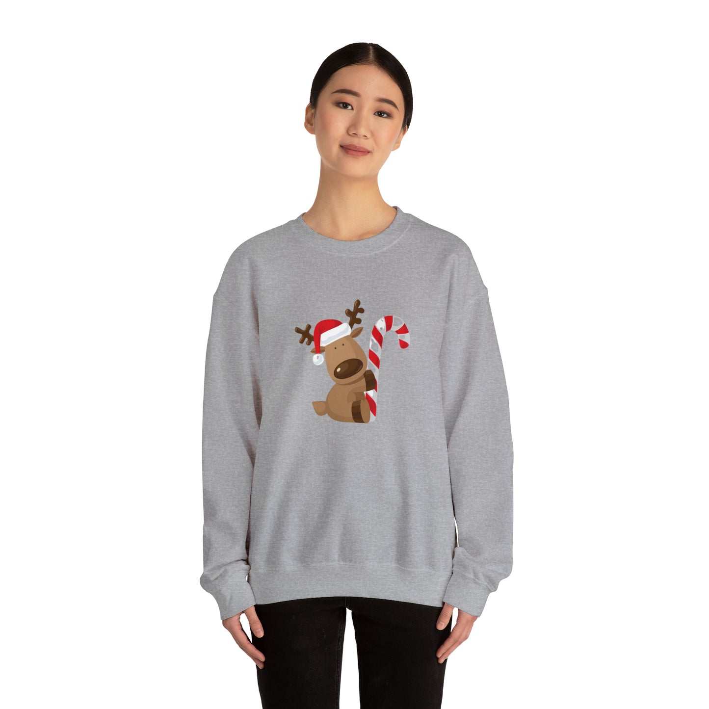 Reindeer Candy Cane Unisex Heavy Blend Crewneck Sweatshirt