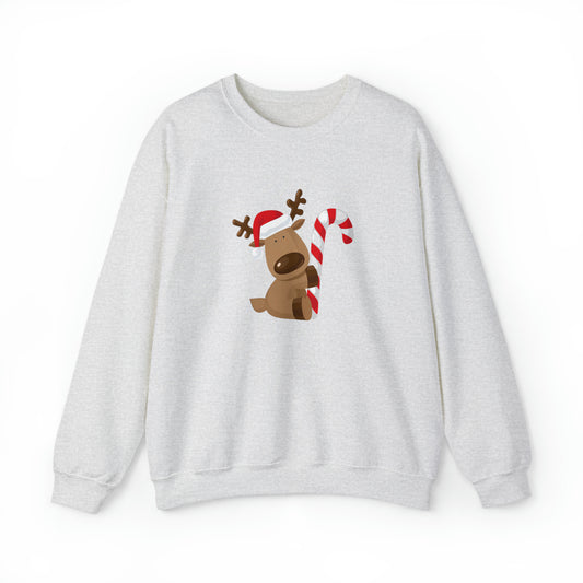 Reindeer Candy Cane Unisex Heavy Blend Crewneck Sweatshirt