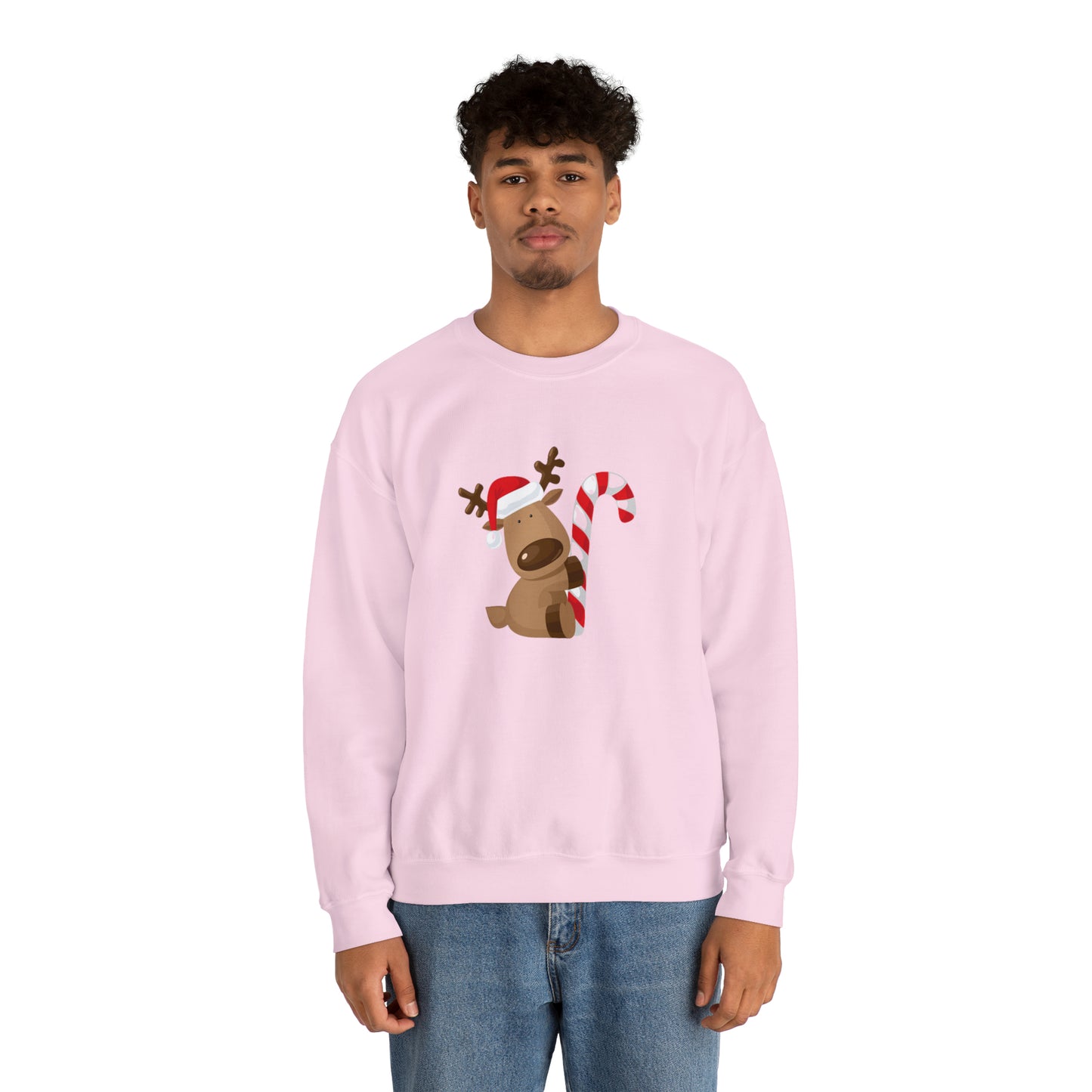 Reindeer Candy Cane Unisex Heavy Blend Crewneck Sweatshirt