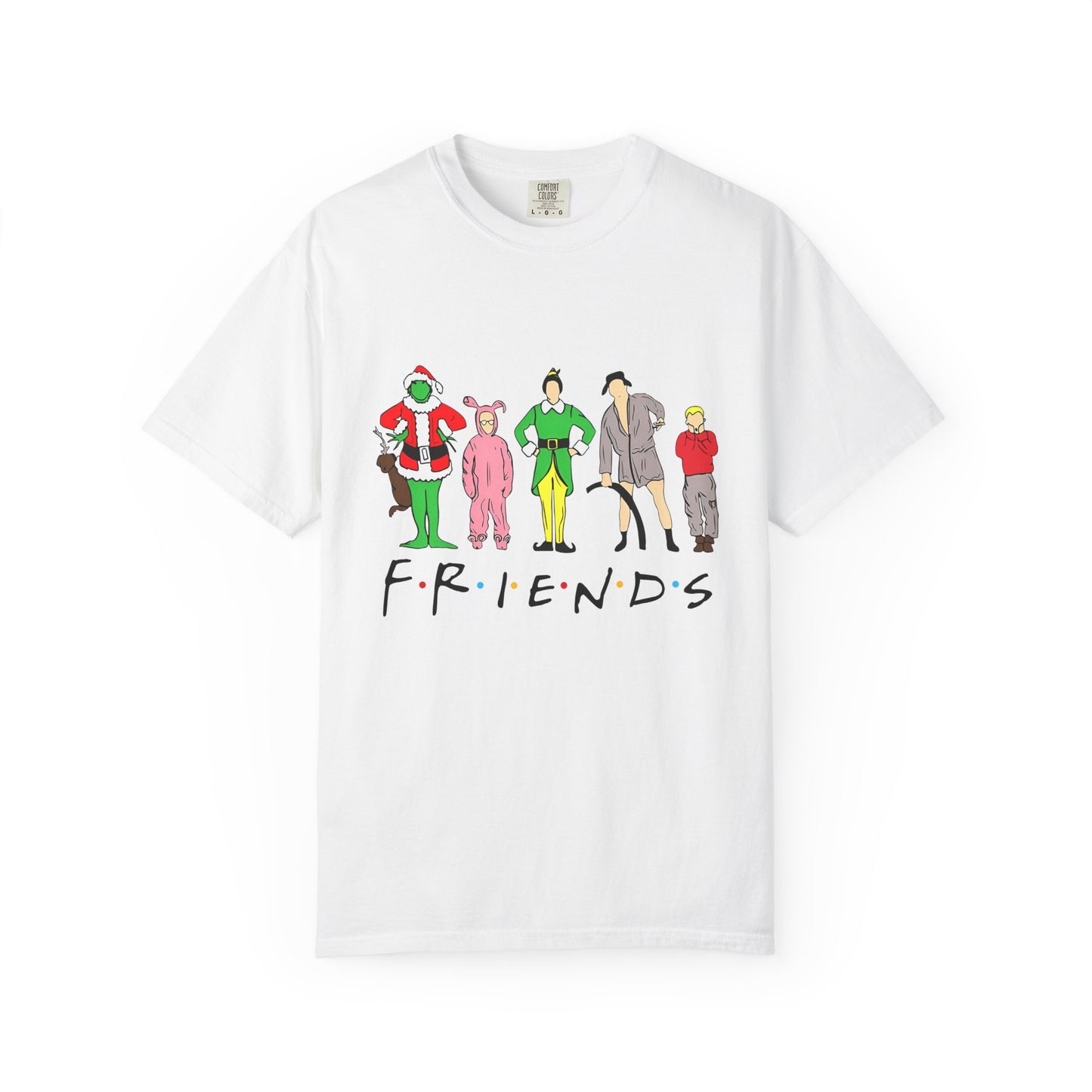 Friends Character Holiday T-shirt | Unisex Christmas Apparel, Gift for Friends Lovers, Casual Outfit, Seasonal Wear, Fan Merchandise