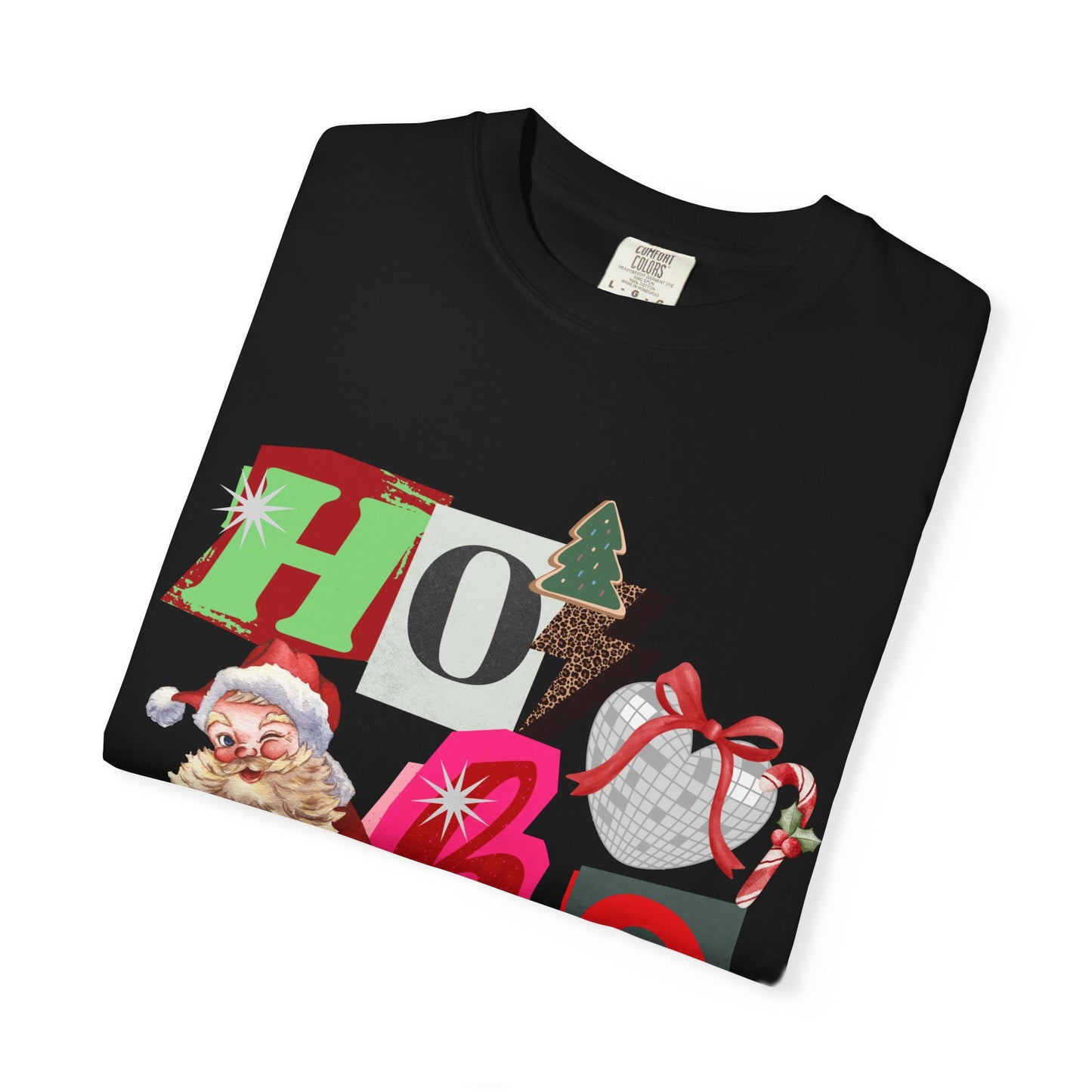 Ho Ho Ho Retro Christmas collage comfort colors Unisex T-Shirt | Festive Gift, Christmas Apparel, Santa Design, Casual Wear, Unisex Holiday Tee