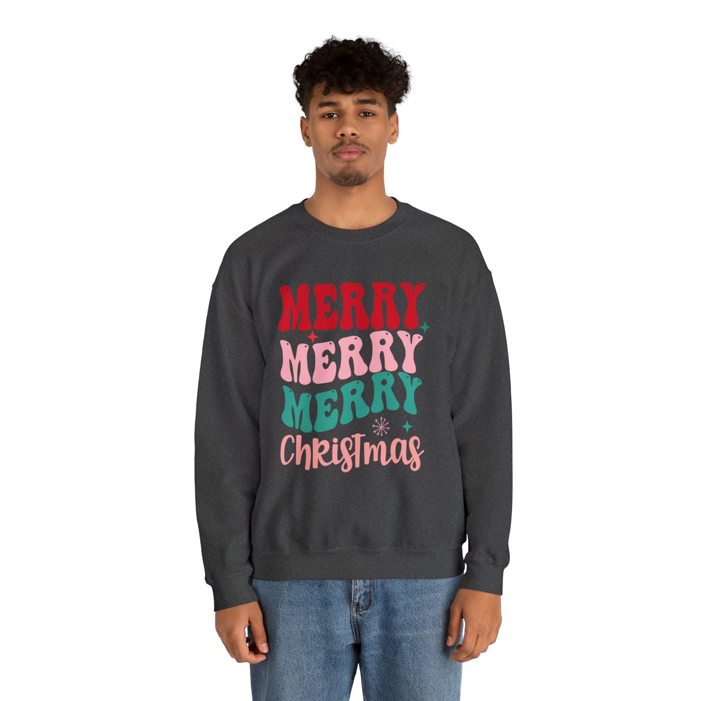 Merry Merry Merry Christmas Unisex Heavy BlendCrewneck Sweatshirt
