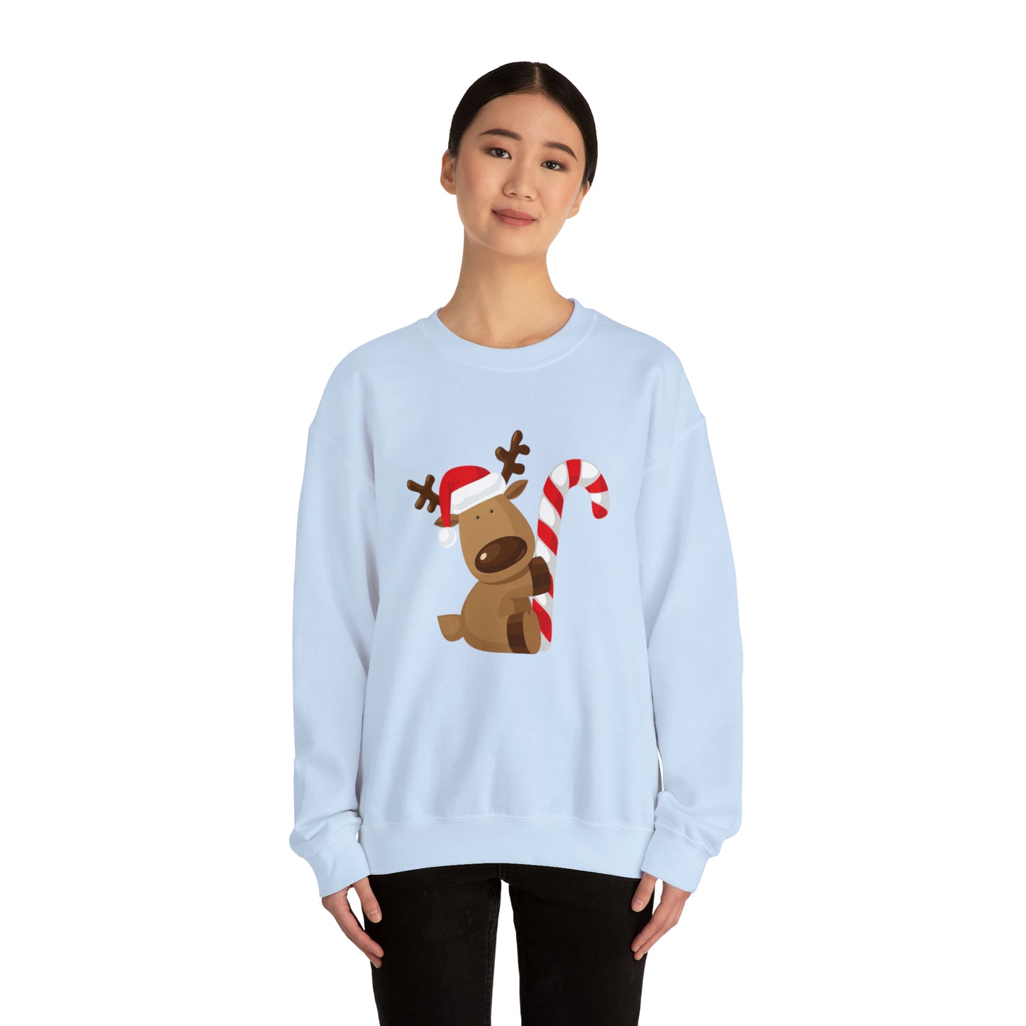 Reindeer Candy Cane Unisex Heavy Blend Crewneck Sweatshirt