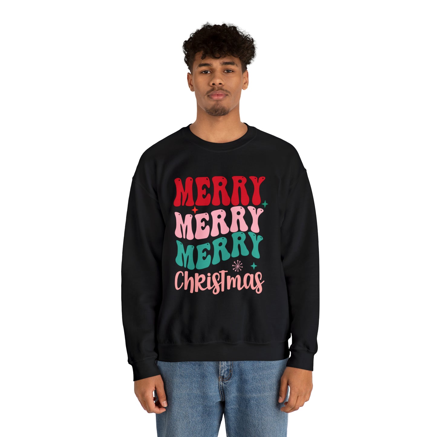 Merry Merry Merry Christmas Unisex Heavy BlendCrewneck Sweatshirt