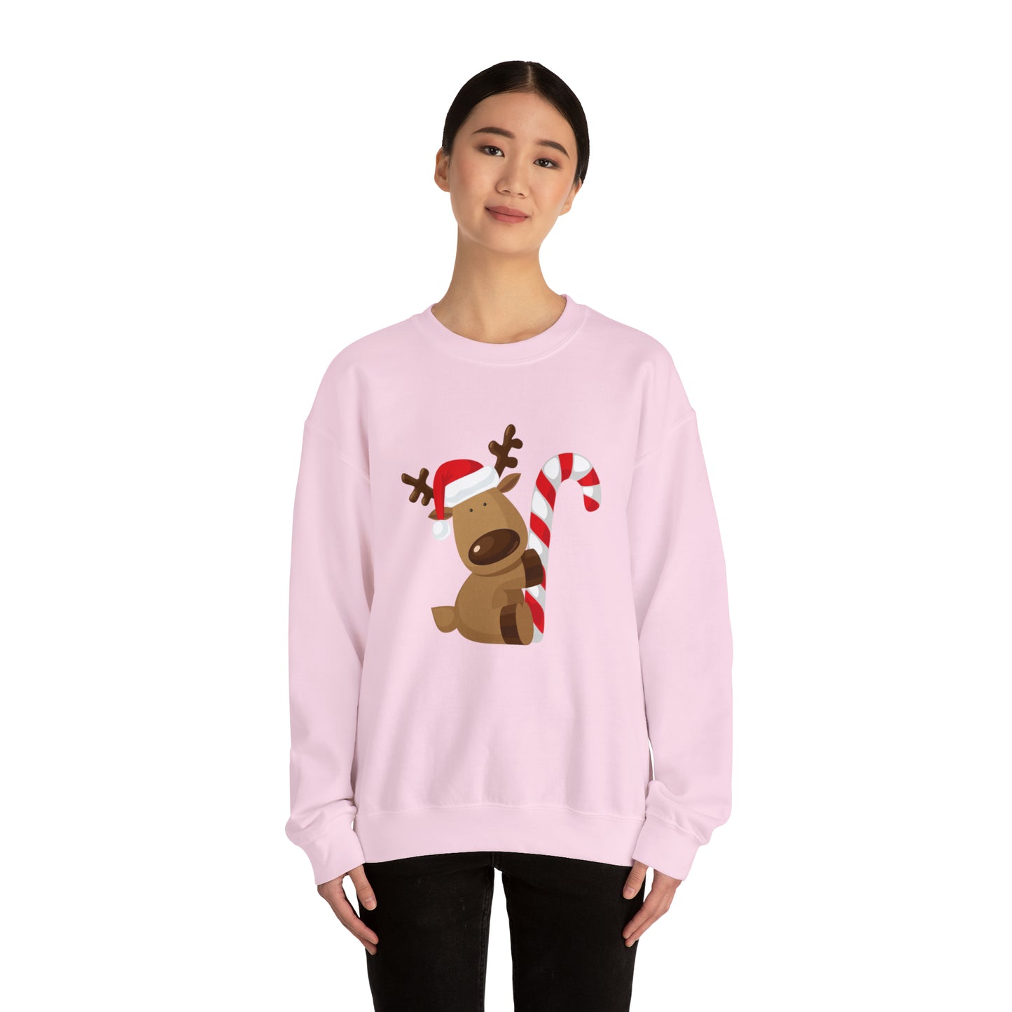 Reindeer Candy Cane Unisex Heavy Blend Crewneck Sweatshirt