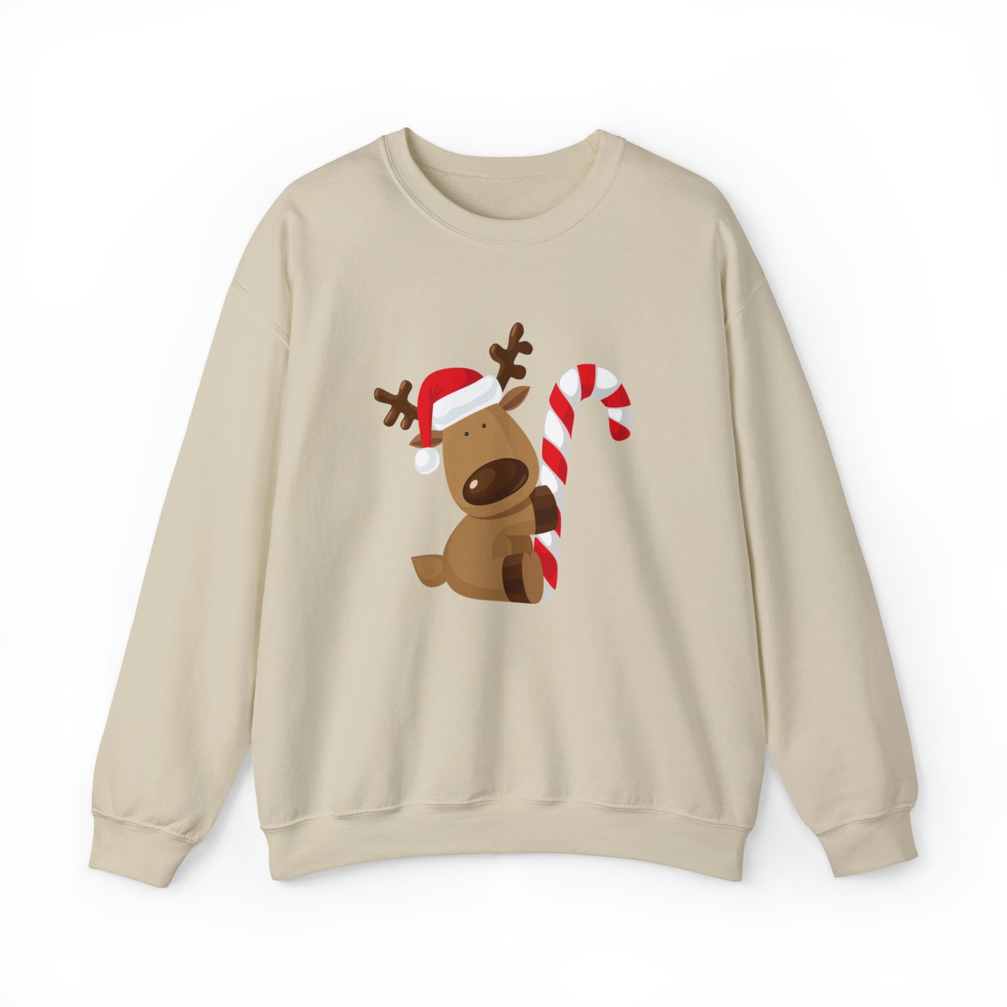 Reindeer Candy Cane Unisex Heavy Blend Crewneck Sweatshirt