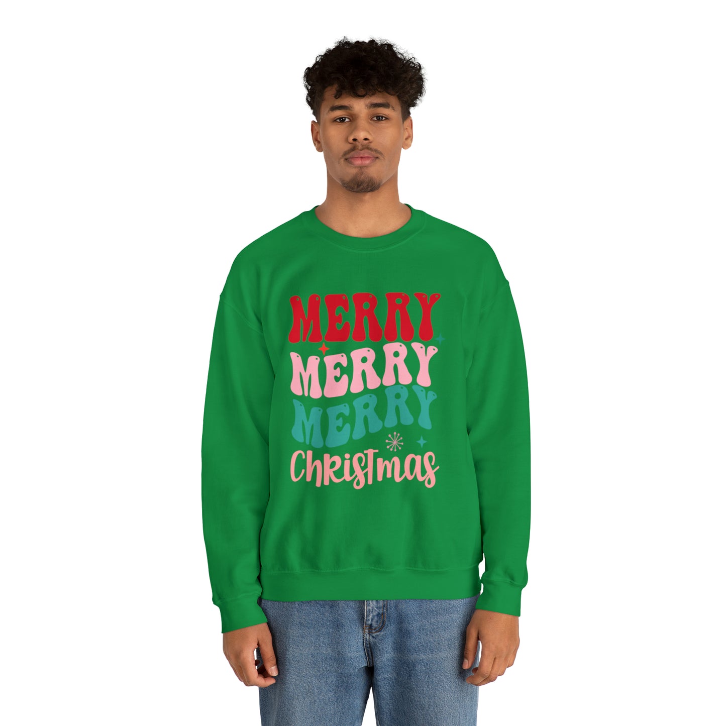 Merry Merry Merry Christmas Unisex Heavy BlendCrewneck Sweatshirt