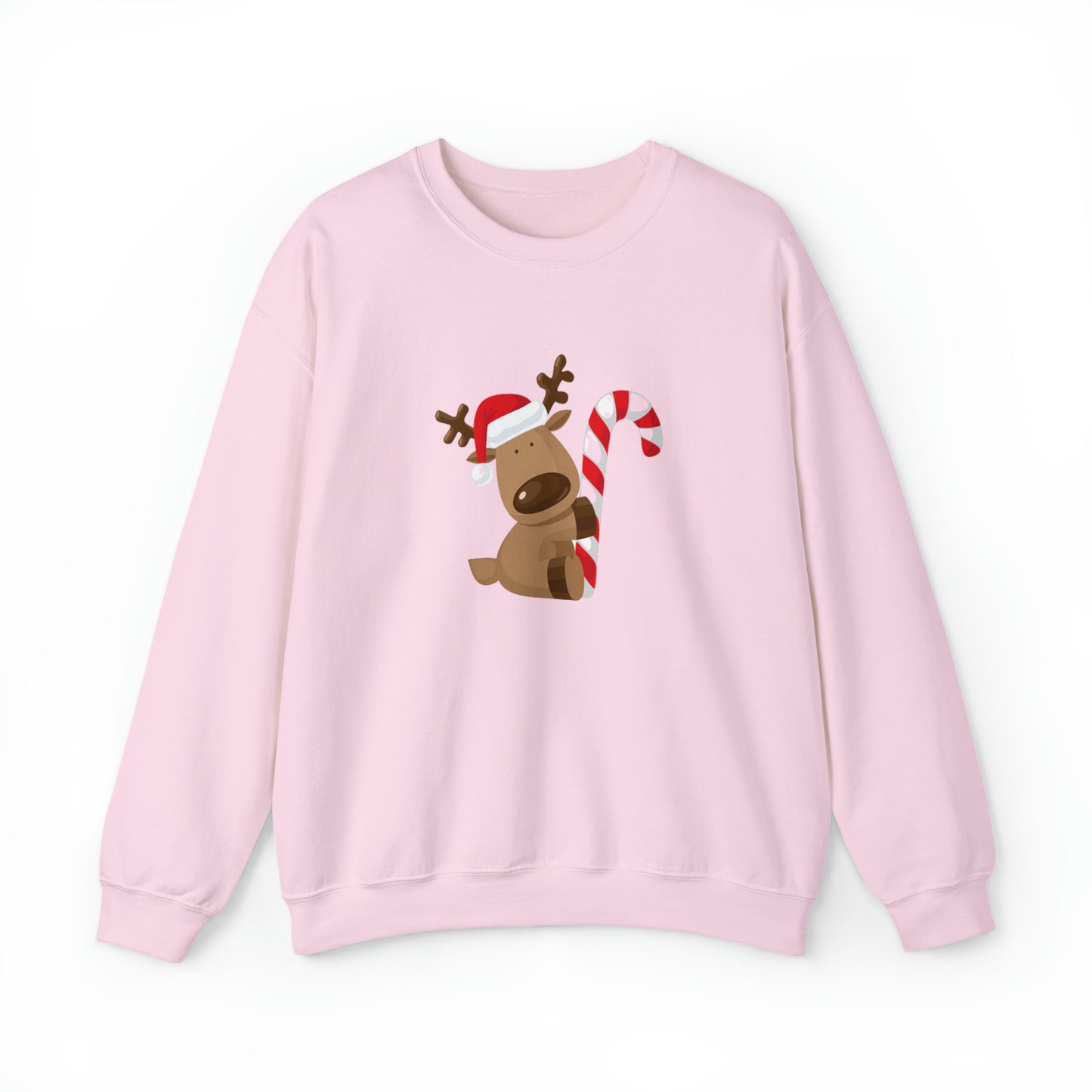 Reindeer Candy Cane Unisex Heavy Blend Crewneck Sweatshirt