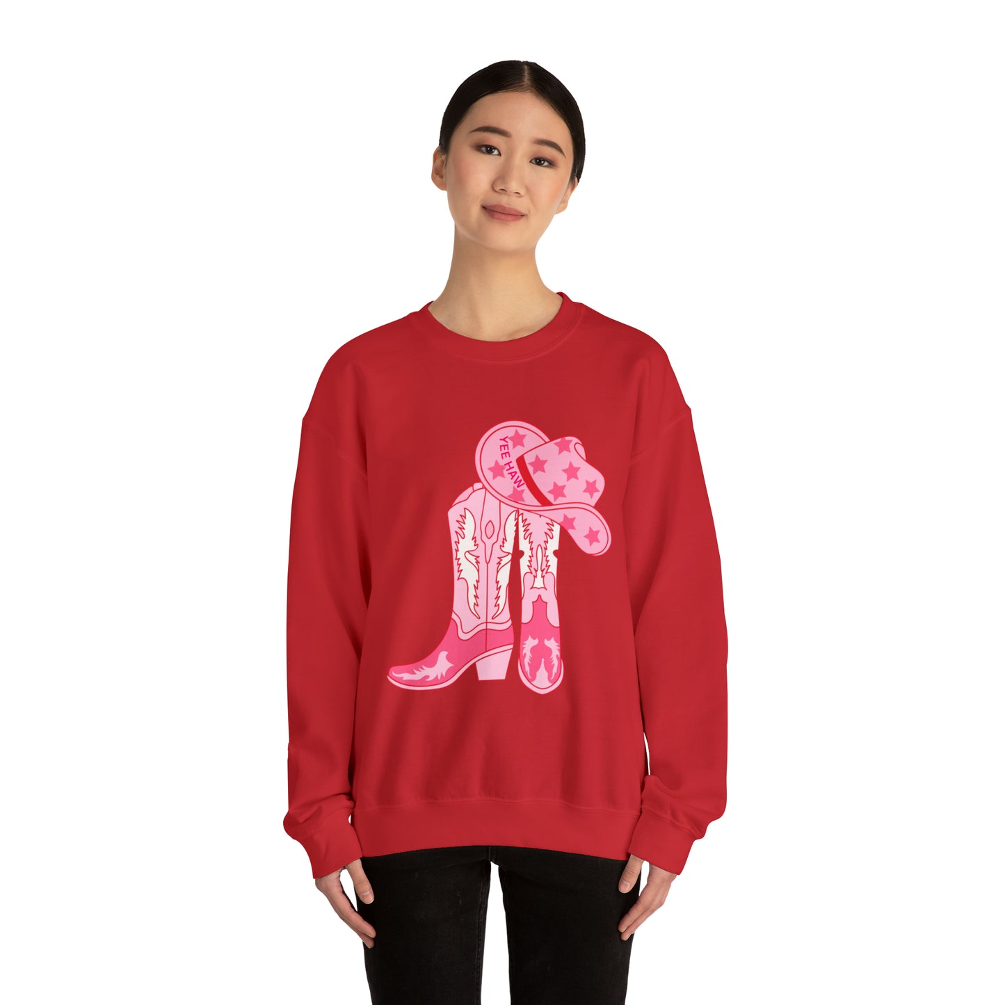 Yeehaw Cowgirl Boots Unisex Heavy Blend Crewneck Sweatshirt