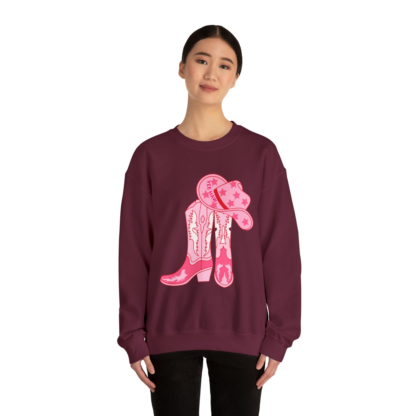 Yeehaw Cowgirl Boots Unisex Heavy Blend Crewneck Sweatshirt