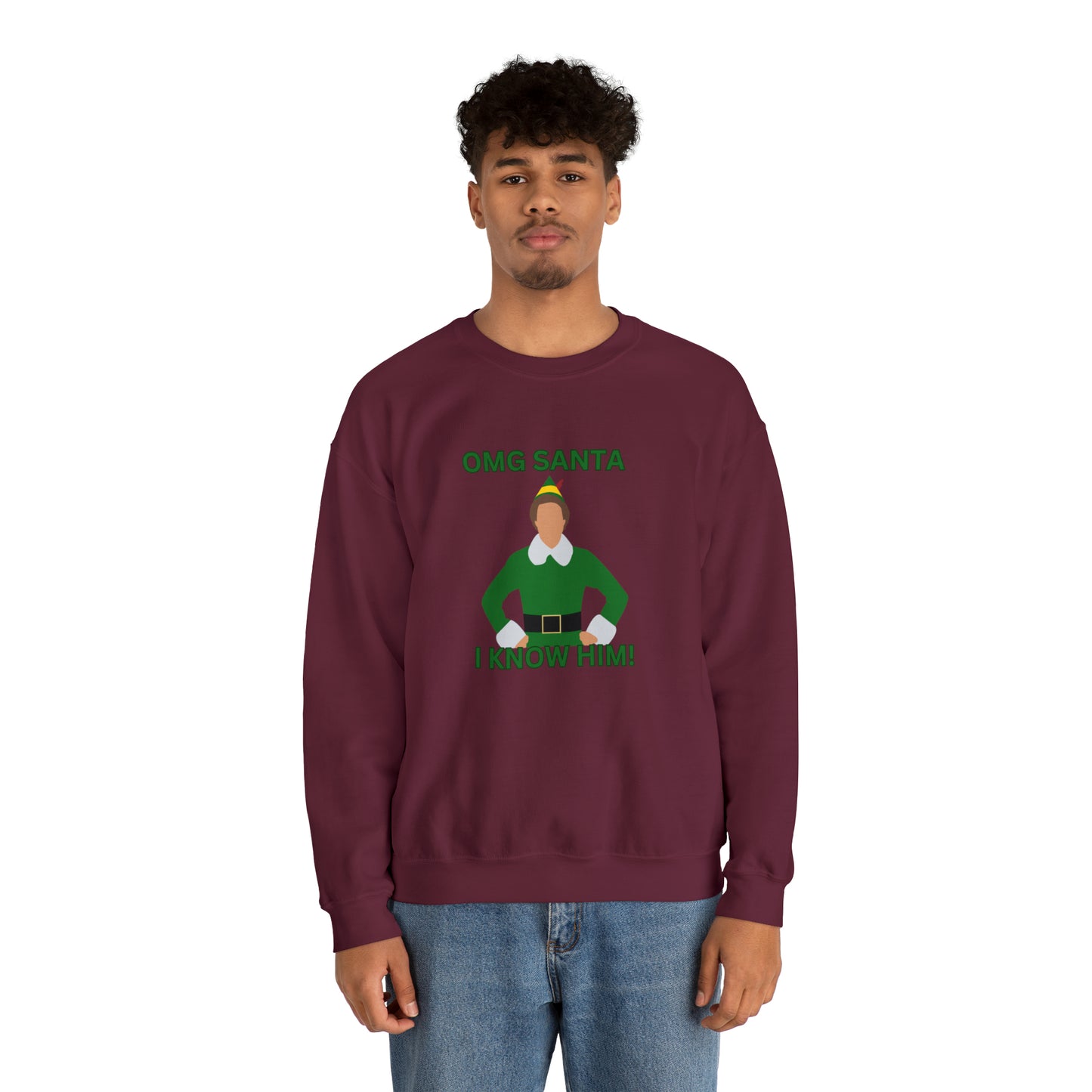 Omg Santa I know him elf Unisex Heavy Blend Crewneck Sweatshirt