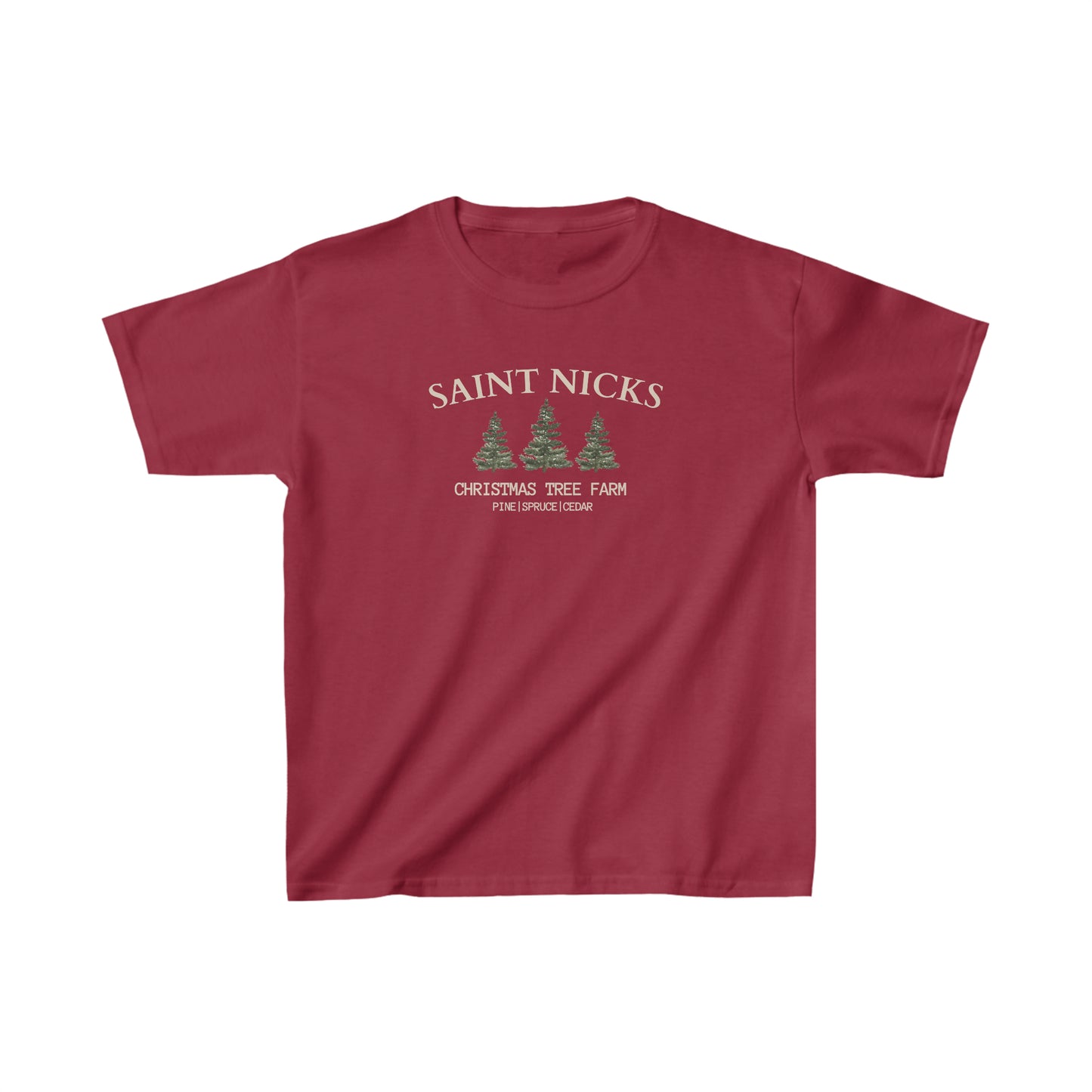 Saint Nicks Christmas Trees Kids Heavy Cotton Tee