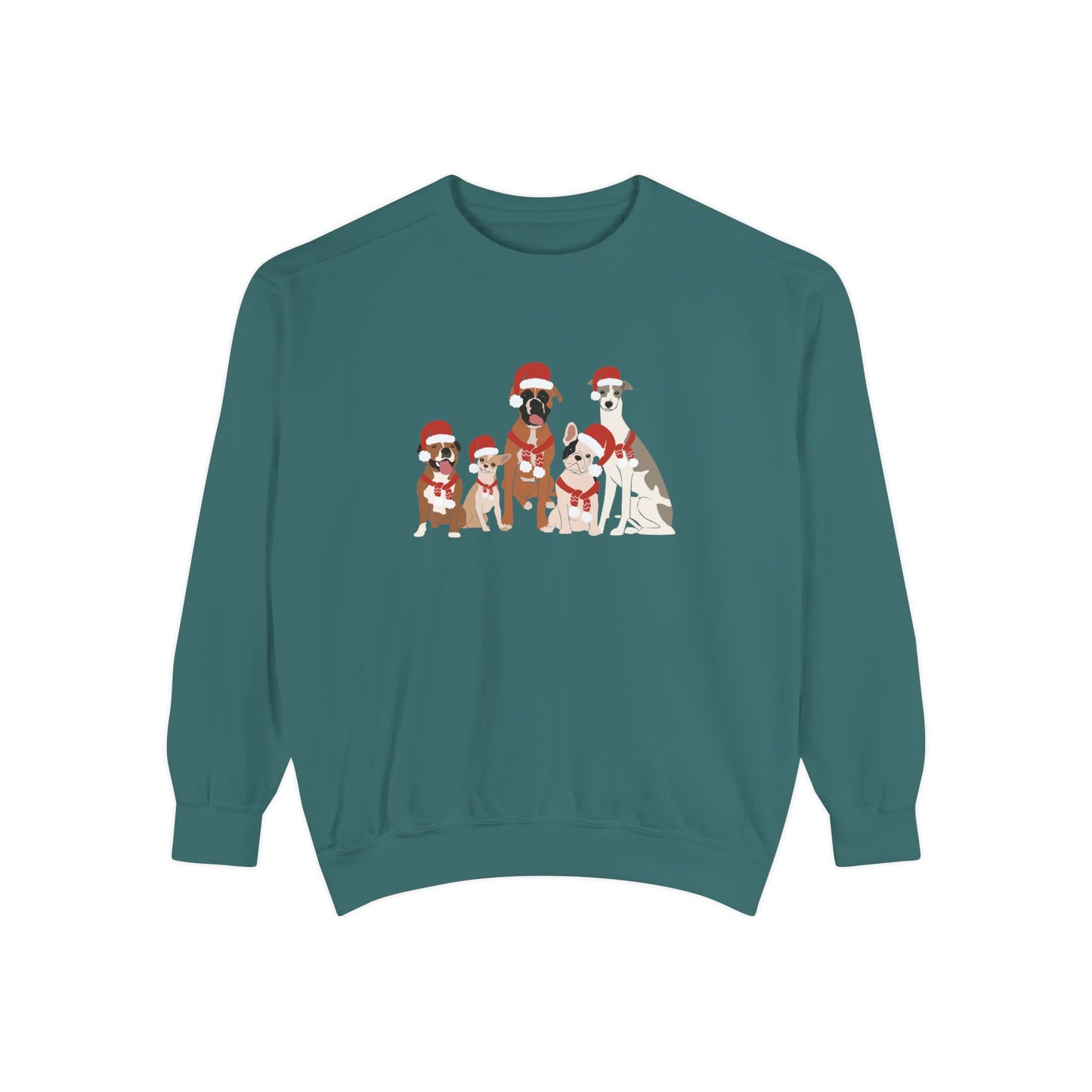 Santa Dogs Comfort colors Sweatshirt, Cozy Holiday Apparel, Pet Lover Gift, Christmas Sweater, Unisex Sweatshirt, Cute Dog Design