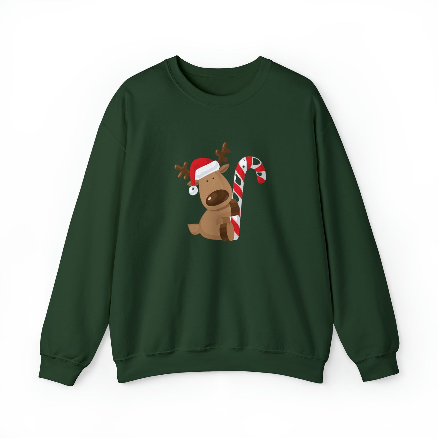 Reindeer Candy Cane Unisex Heavy Blend Crewneck Sweatshirt