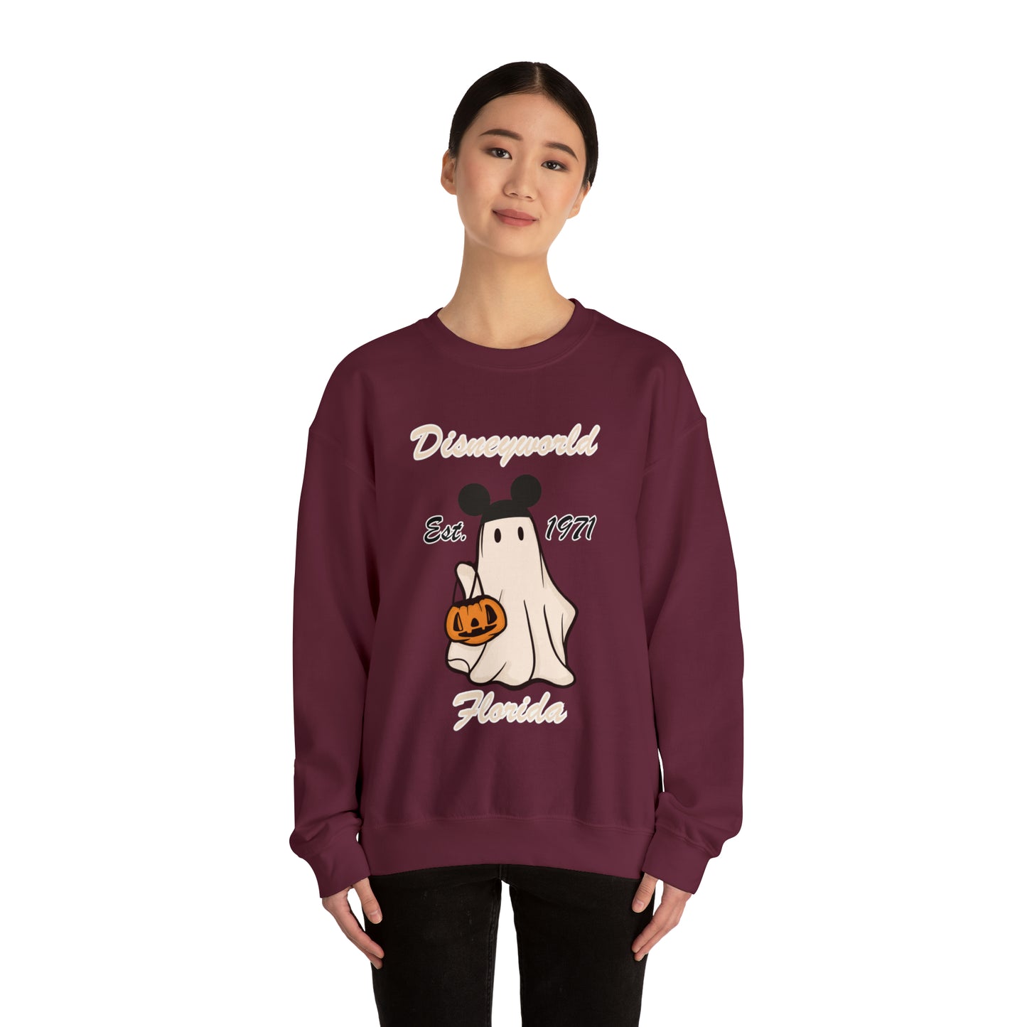 Disney World Ghost Mickey Unisex Heavy Blend Crewneck Sweatshirt