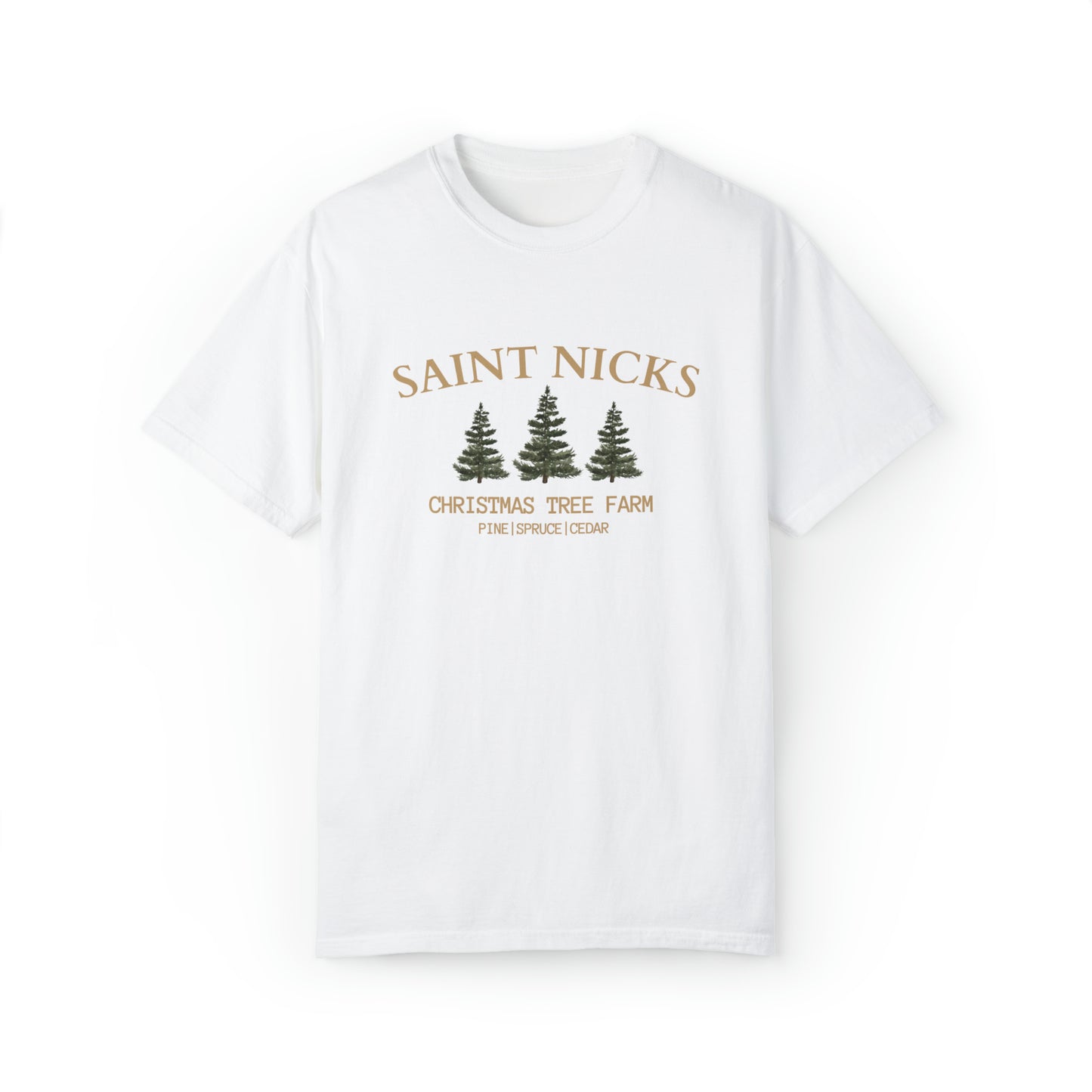 Saint Nicks Christmas Trees Unisex Garment-Dyed T-shirt